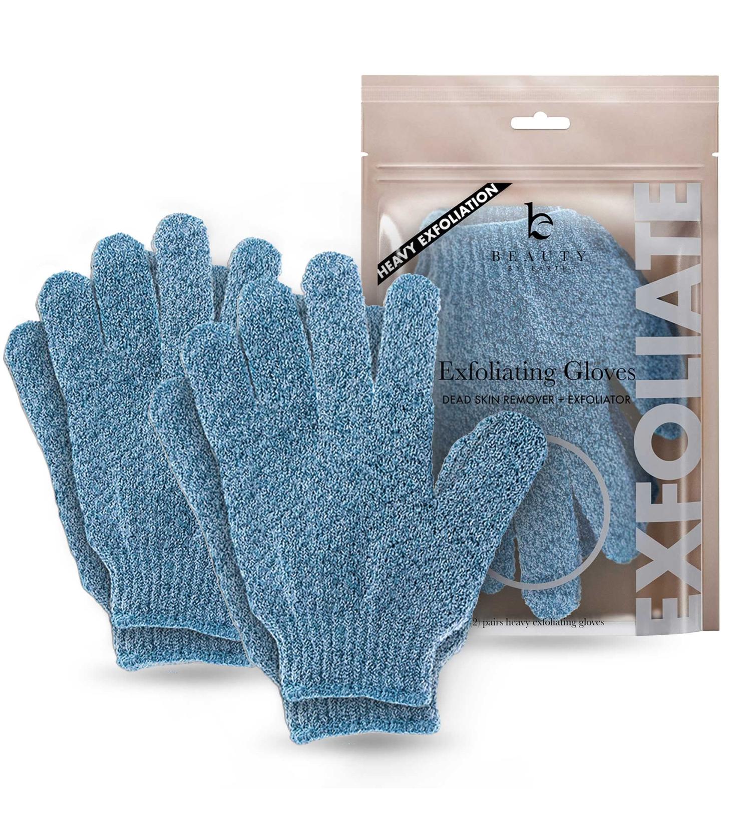 Exfoliating Glove Set (4 Pcs) - Bath and Shower Exfoliating Gloves for Smooth Skin - Spa Massage and Body Scrub - Men and Women - Buy Online on GoSupps.com