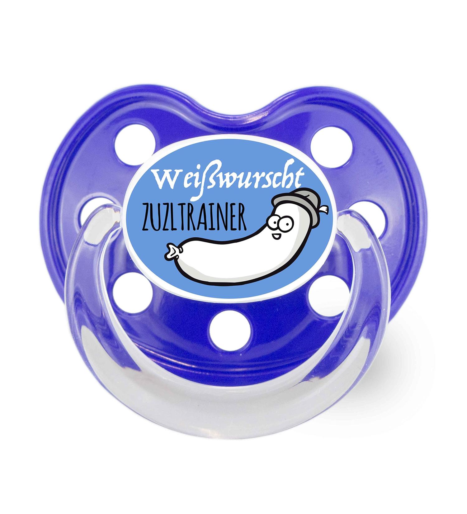 Shop Bavarian Design Pacifiers | Dizzl Wei wurscht Zuzltrainingsmaschin Bua - Blue Color | International Shipping Available - Buy Online on GoSupps.com