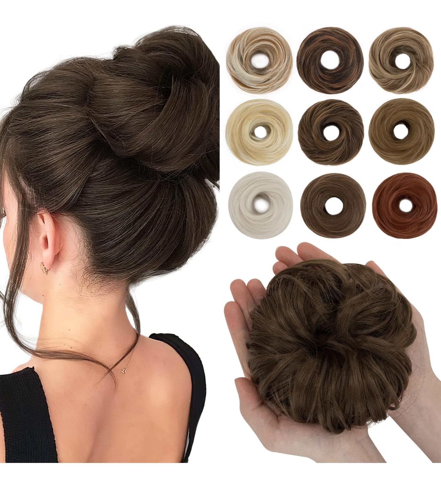 SEGO Hairpiece with Elastic Band - Large Ash Brown Bun Hair Extensions & Ponytail Braid for Women (55G) - Buy Online on GoSupps.com
