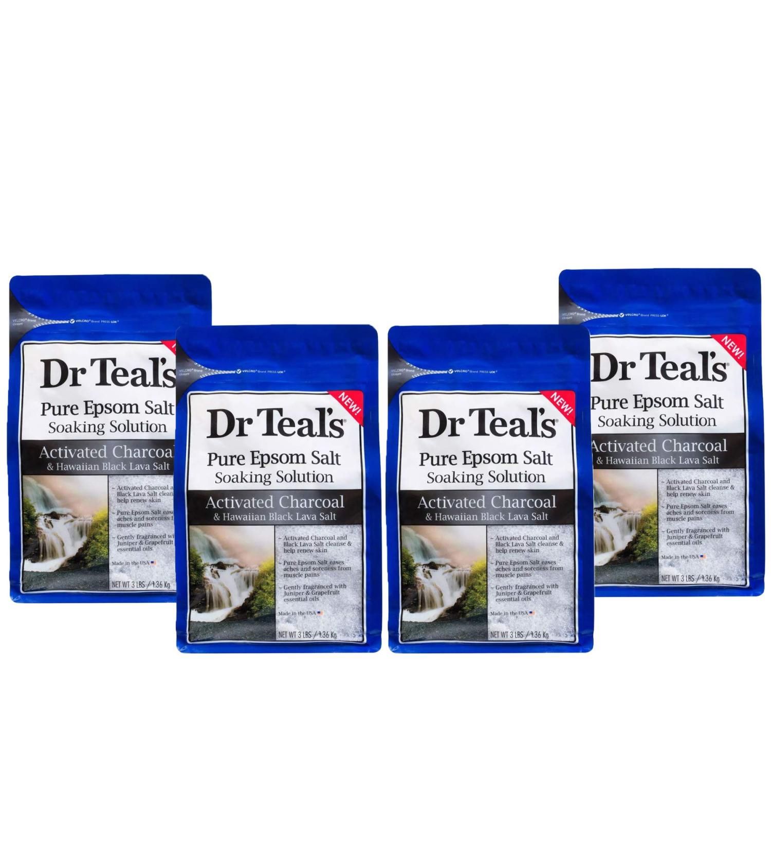Dr Teal's Activated Charcoal & Lava Salt Soaking Solution 3 lbs (Pack of 4) - Detoxify and Relax with Natural Minerals - Buy Online on GoSupps.com
