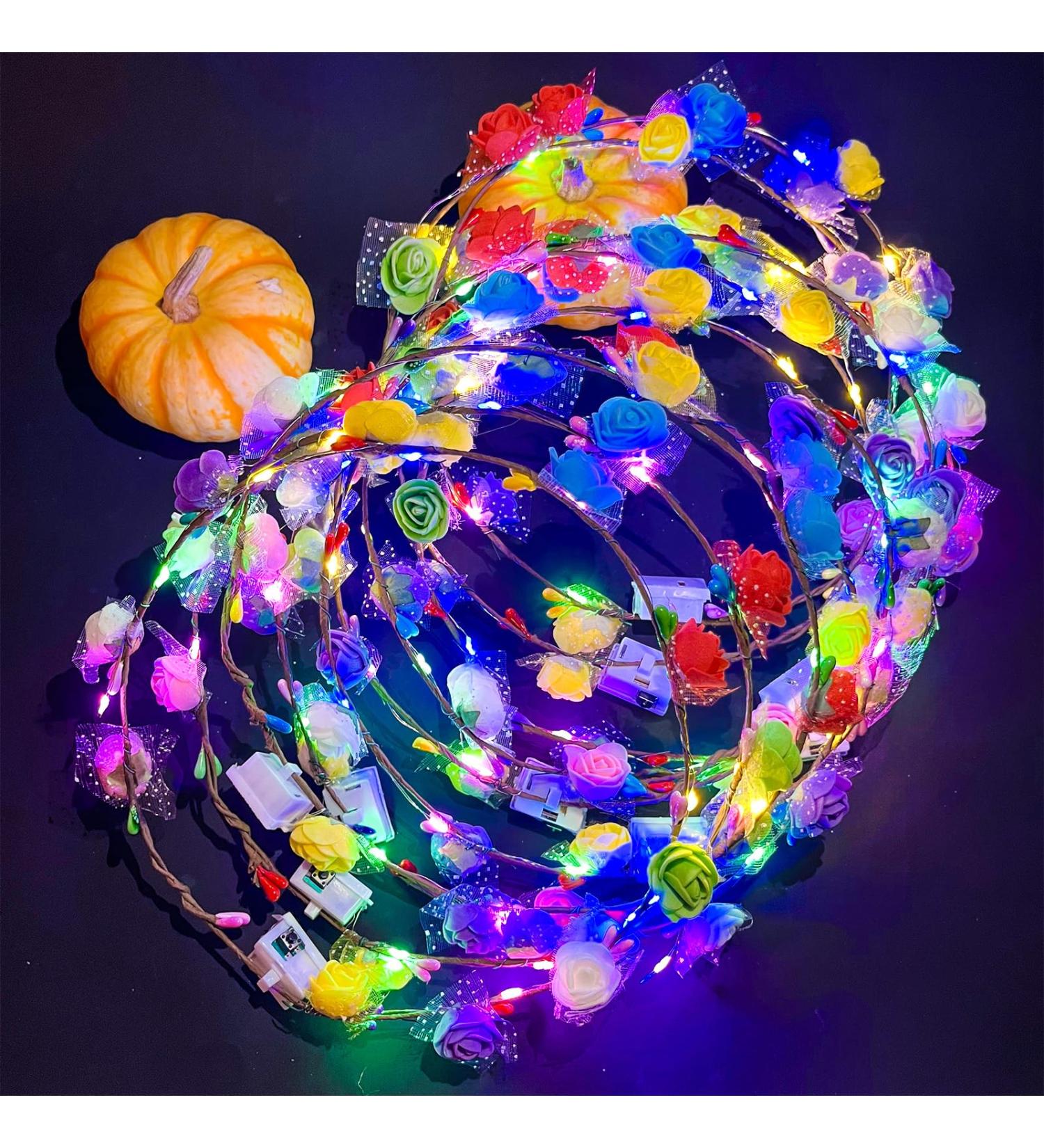 PRmnov LED Flower Crowns 10 Light up Headband Festival Headband Light up Festival Accessories Christmas Halloween Holiday Accessories Woman Child (Mixed Colours Small Flowers) Mixed Colours Small flowers - Buy Online on GoSupps.com