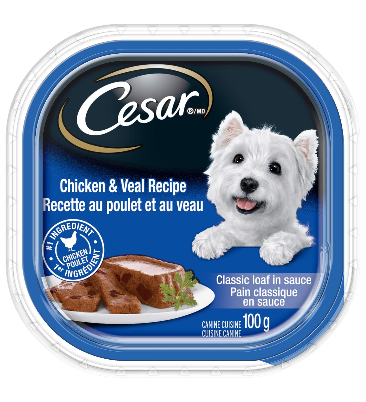 CESAR Adult Wet Dog Food Classic Loaf in Sauce Entr es - Chicken & Veal 100g Tray (24 Pack) Chicken & Veal 100 g (Pack of 24) - Buy Online on GoSupps.com