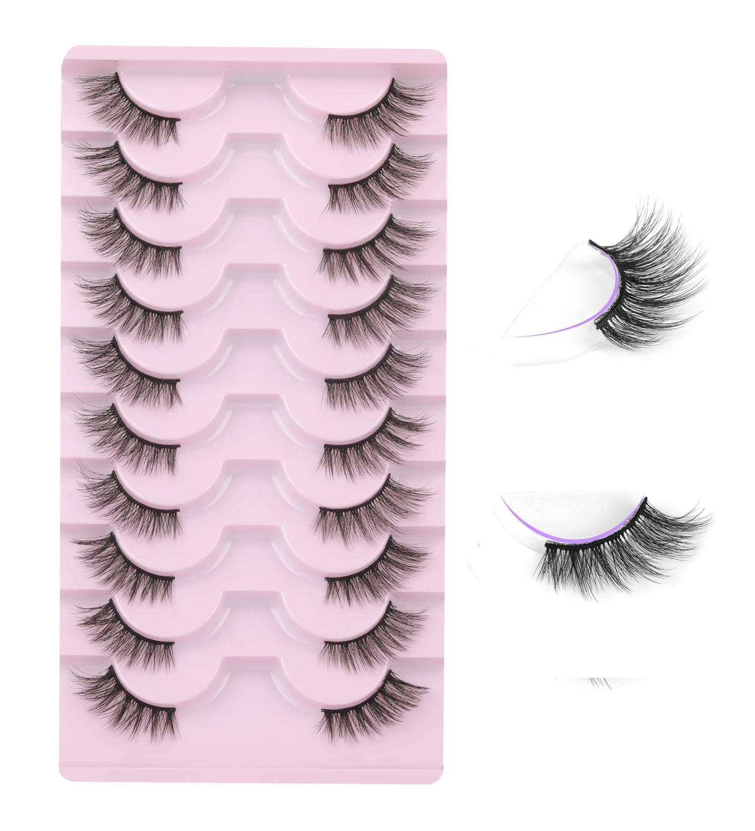 FANXITON 3D Half Lashes - Natural Look Wispy Cat Eye Faux Mink - 10 Pairs Fluffy Soft 15MM Short False Eyelashes - Buy Online on GoSupps.com