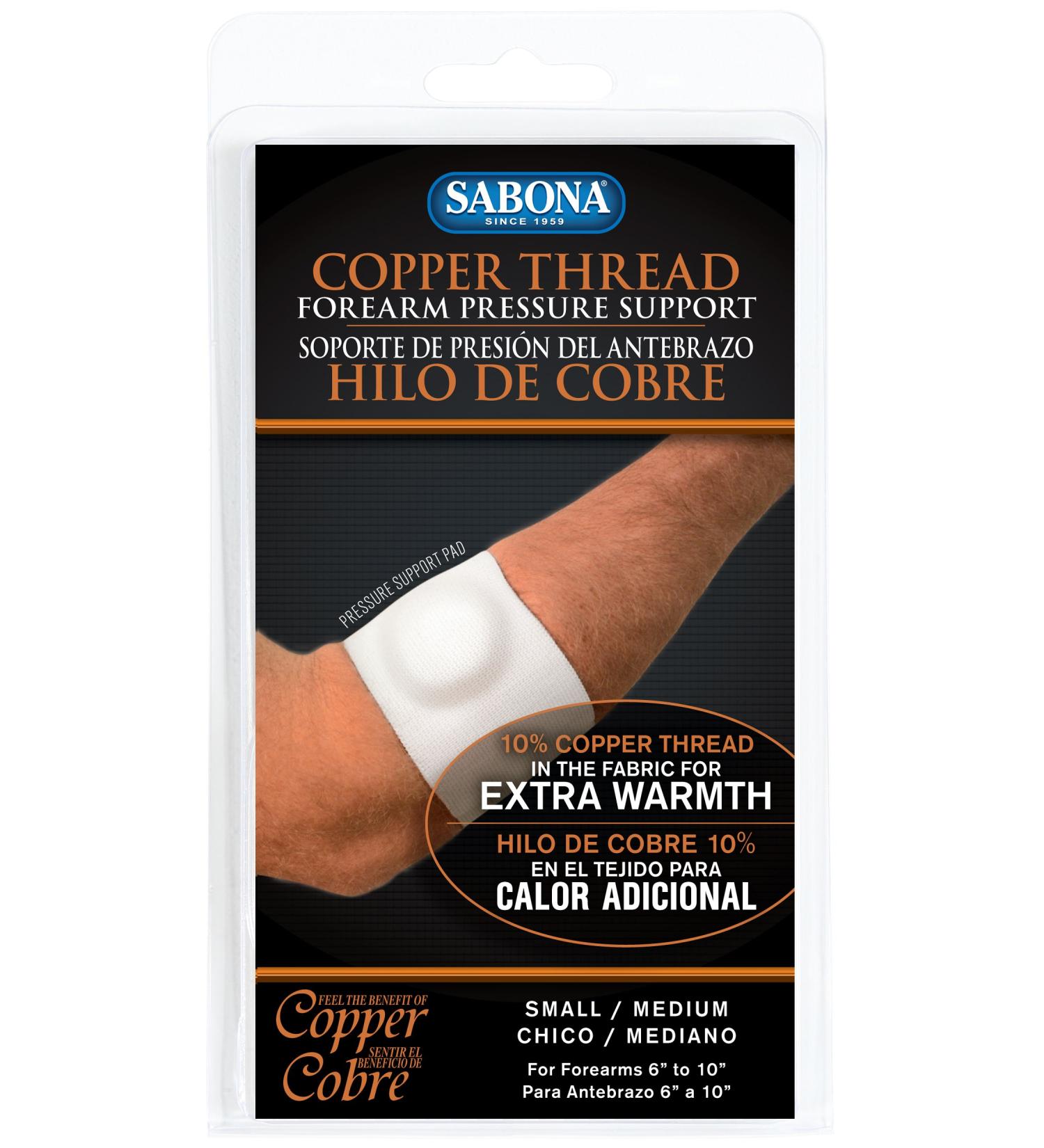 Sabona Copper Thread Forearm Support White and Blue Forearm Support Band Large/X-Large 10"-13" Large/X-Large White