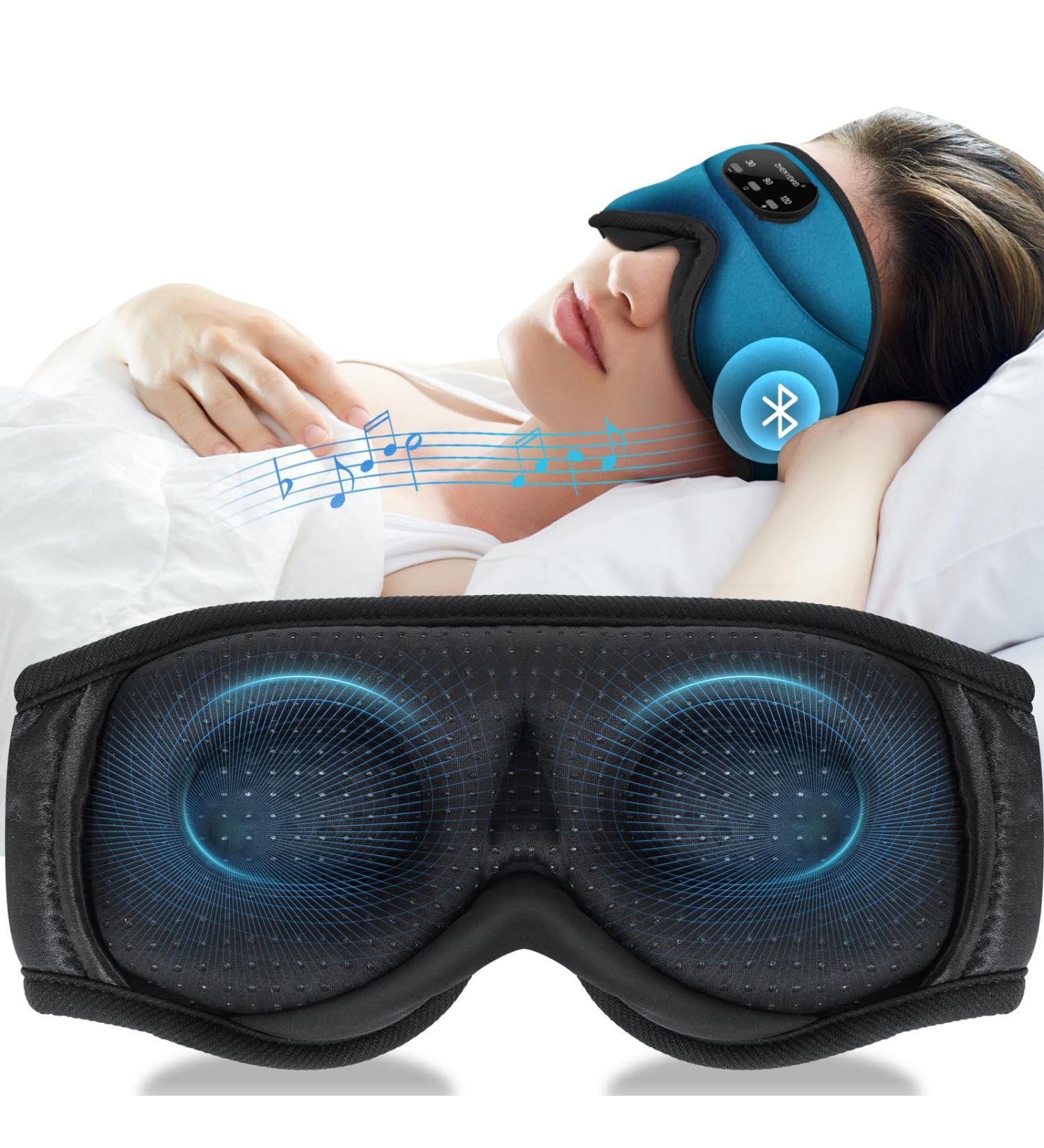 Bluetooth Sleep Headphones & White Noise Sleep Mask | 3D Eye Mask with 38 Soothing Sounds | 16-Hour Playtime | Light Blocking & Auto-Off Timer | Best Sleep Aids for Restful Sleep (Blue - Buy Online on GoSupps.com