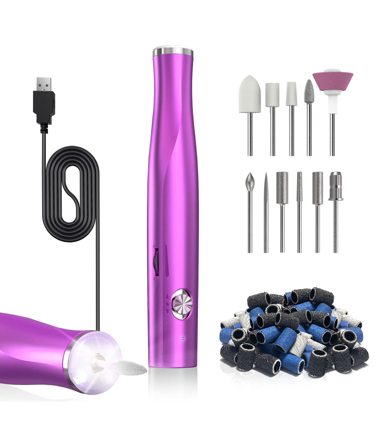 Zoccee 11-in-1 Electric Nail Cutter with Filing Light 22000 RPM Manicure Set for Gel & Acrylic Nails (No Battery Purple) - Buy Online on GoSupps.com