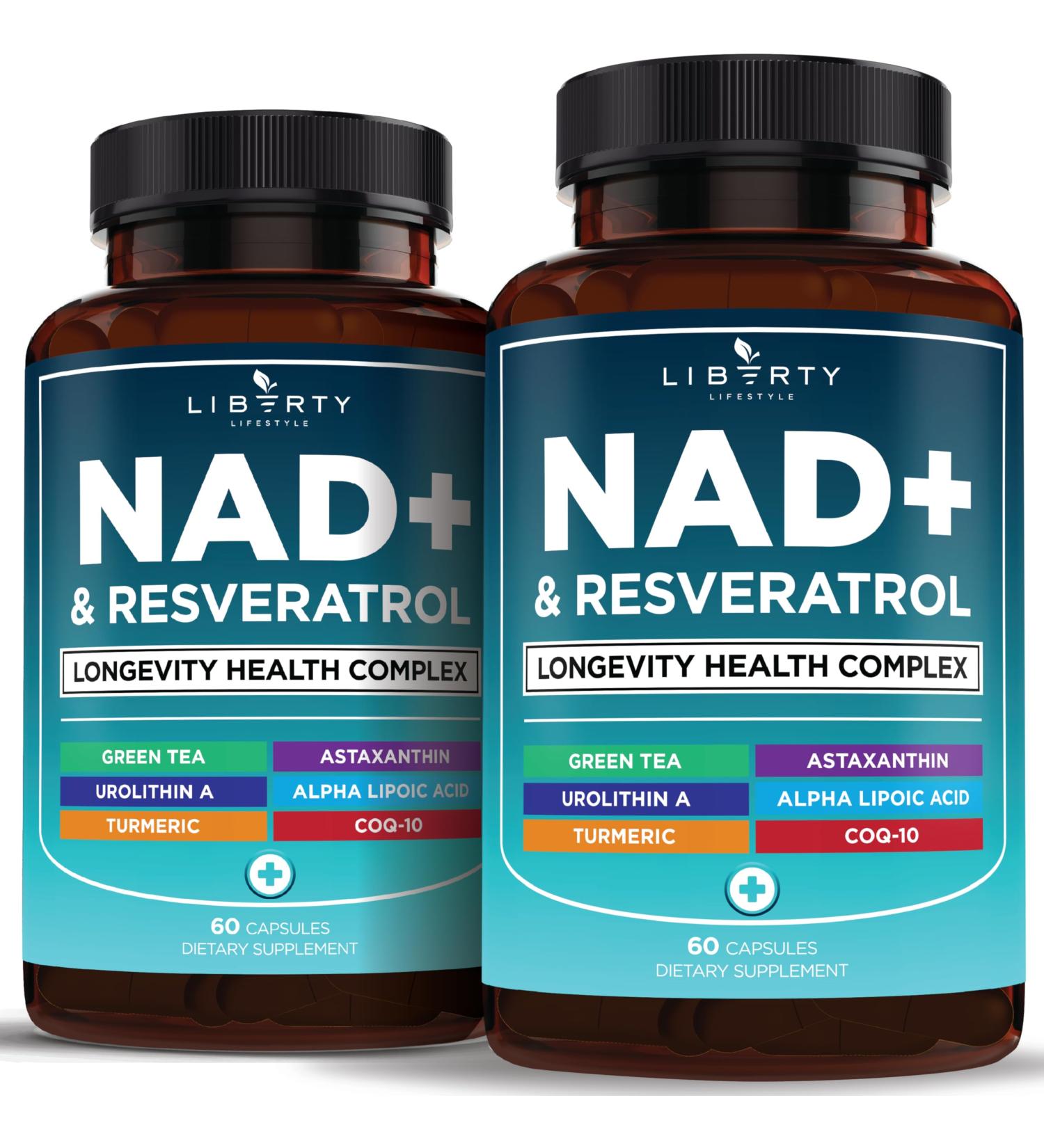 NAD+ Supplement Complex NAD+ 300 mg with Astaxanthin Urolithin A Resveratrol CoQ10 & Antioxidant Blend Cellular Energy Mitochondrial Support or Women & Men Vegan Non-GMO- 120 Capsules 60 Count (Pack of 2) - Buy Online on GoSupps.com