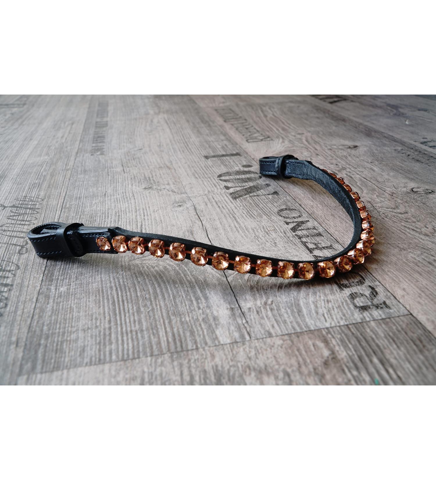 Generous head straps with quick lock and 10mm stone horse Horse brow band (warm blood 43 cm rose gold) warm blood 43 cm rose gold