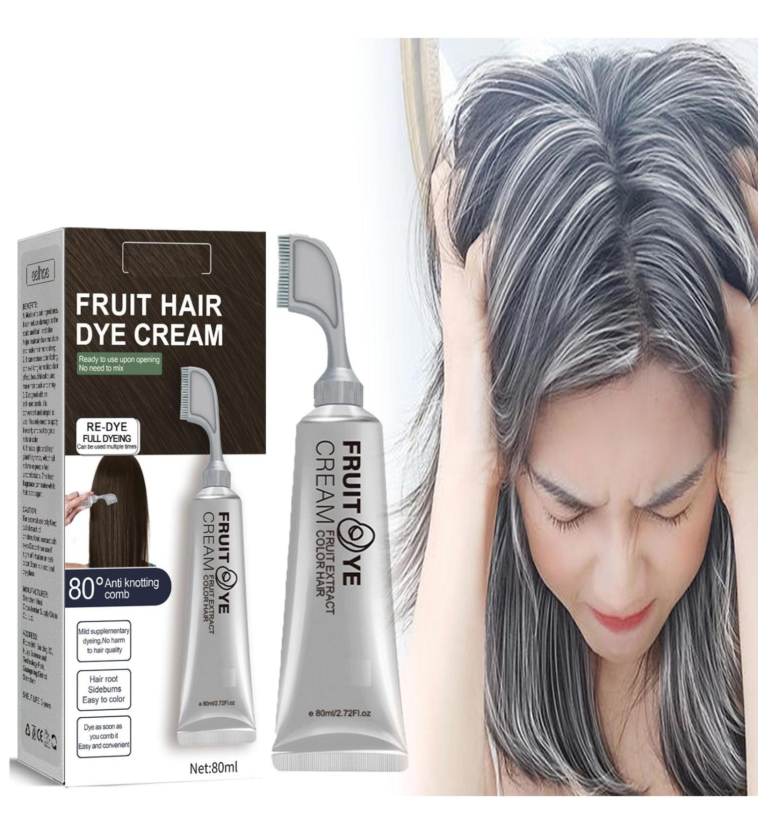 Black Brown Fruit Hair Wax Halloween Hair Coloring Cream Easy to Use Hair Root Dying Instant Coloring Hair Cream with Comb Fruit Essence Coloring Comb Natural Plant Fruit Hair Dye Cream - Buy Online on GoSupps.com
