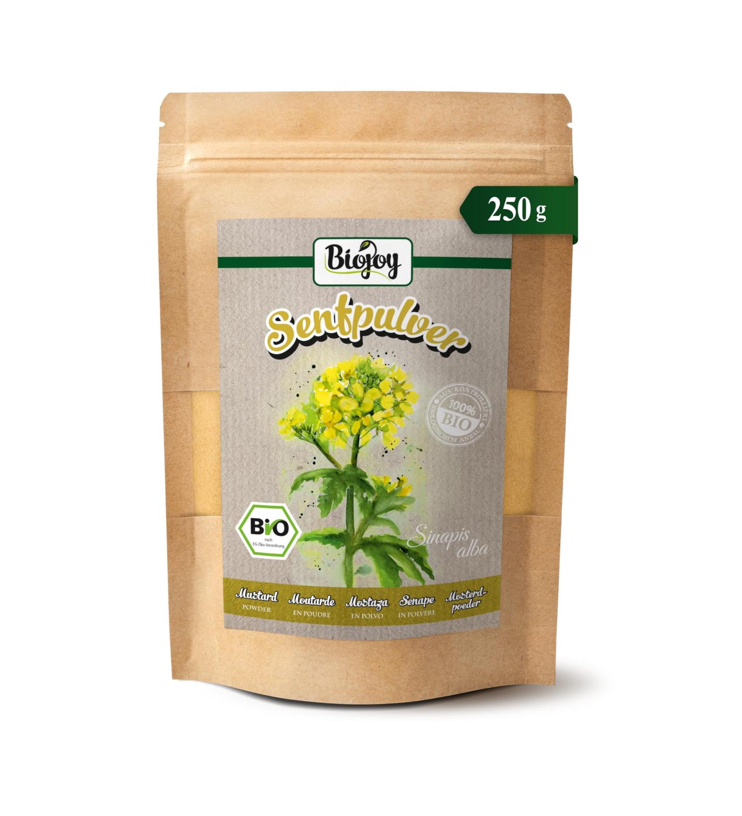 Biojoy Poudre de Moutarde BIO (250 g) Graines de Moutarde moulues sans aditiffs (Sinapis alba) - Buy Online on GoSupps.com