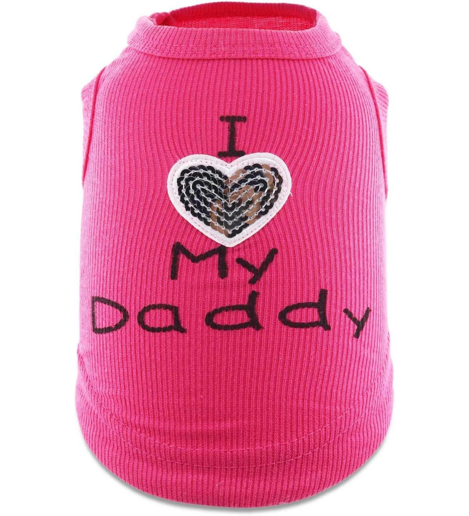 Small Dog Clothes XS Puppy Dogs Shirt I Love My Mom Mommy Dad Daddy Dog T Shirts for Small Dogs X-Small (2.2-3.3lb) Rose-Daddy - Buy Online on GoSupps.com