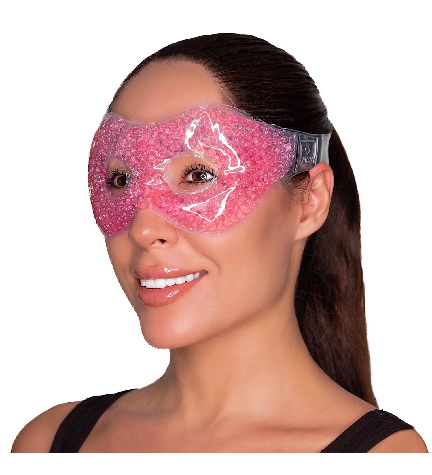 Ergo Gel Bead Eye Therapy Mask - Hot Cold Compress for Puffy Eyes, Headaches, Sinus - Reusable Cooling Face Mask for Dry Eyes and Dark Circles (Pink) - Buy Online on GoSupps.com
