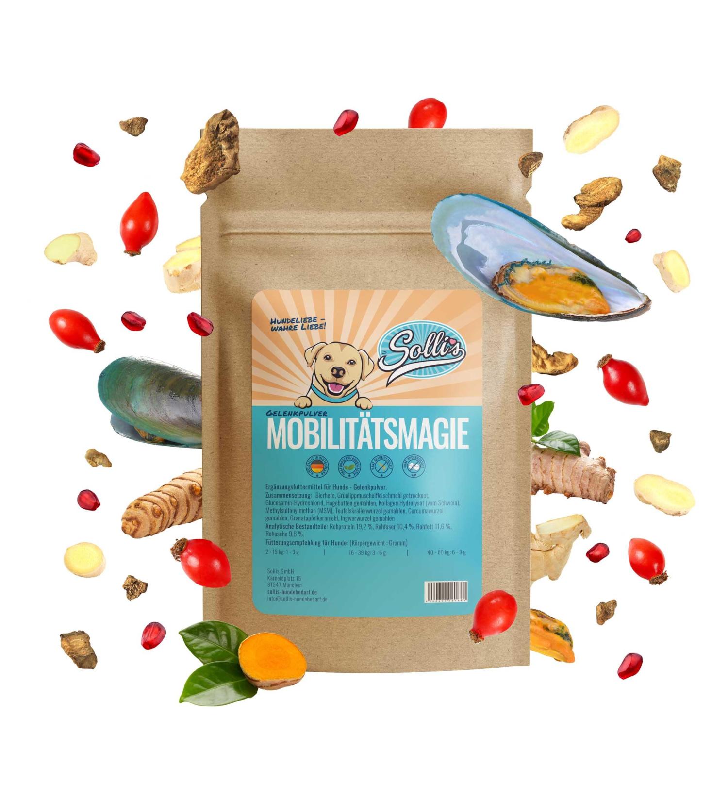 Sollis Joint Powder for Dogs - Green-Lipped Mussel MSM Devil's Claw Glucosamine & Collagen | 100g Mobility Supplement - Buy Online on GoSupps.com