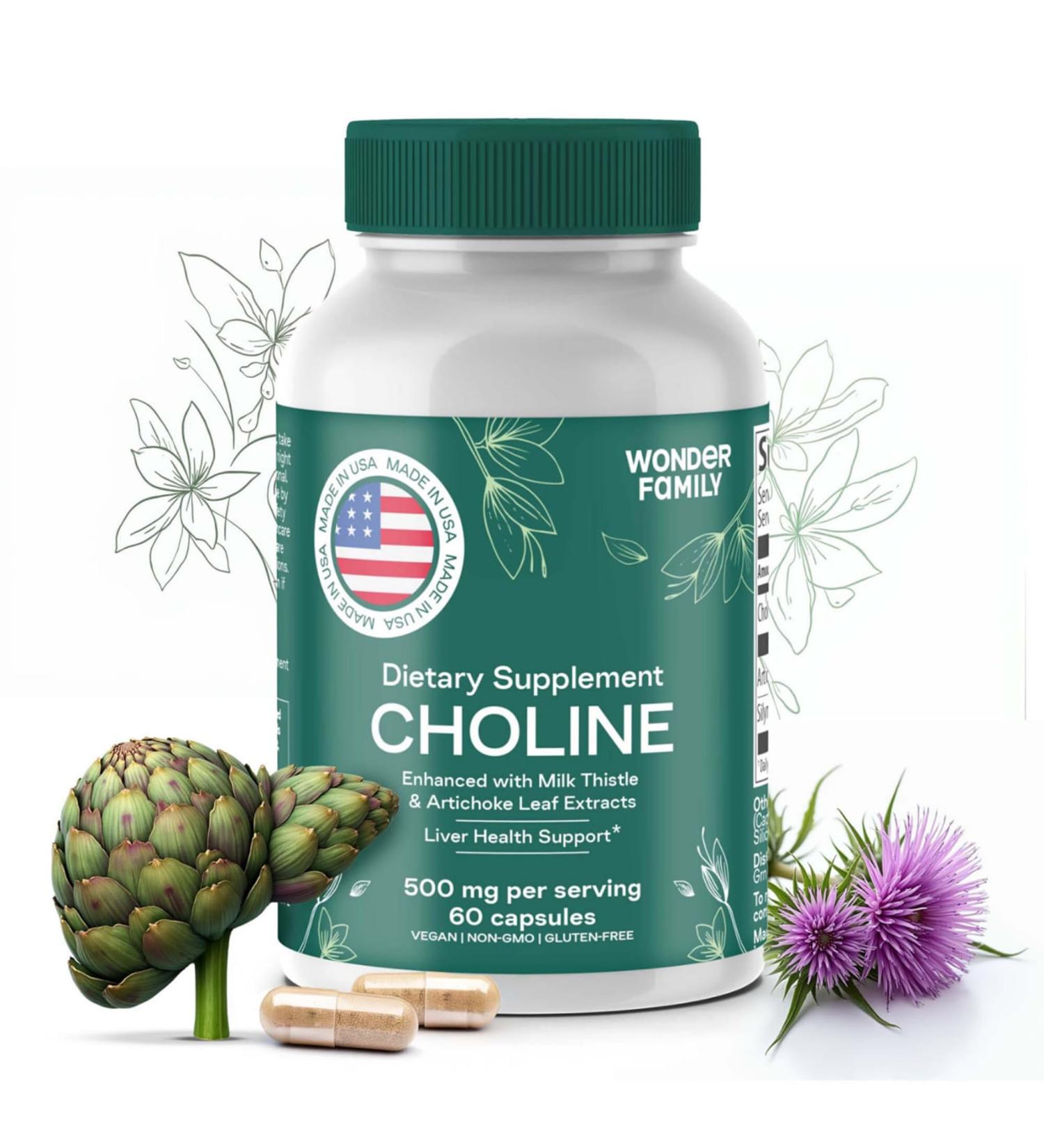 Choline Bitartrate 500MG - Premium Choline Supplements - Liver Support Supplement & Gallbladder Supplements - Colina Suplemento 500 mg Org nica - Brain Vitamin for Memory and Focus - 60 Choline Caps - Buy Online on GoSupps.com