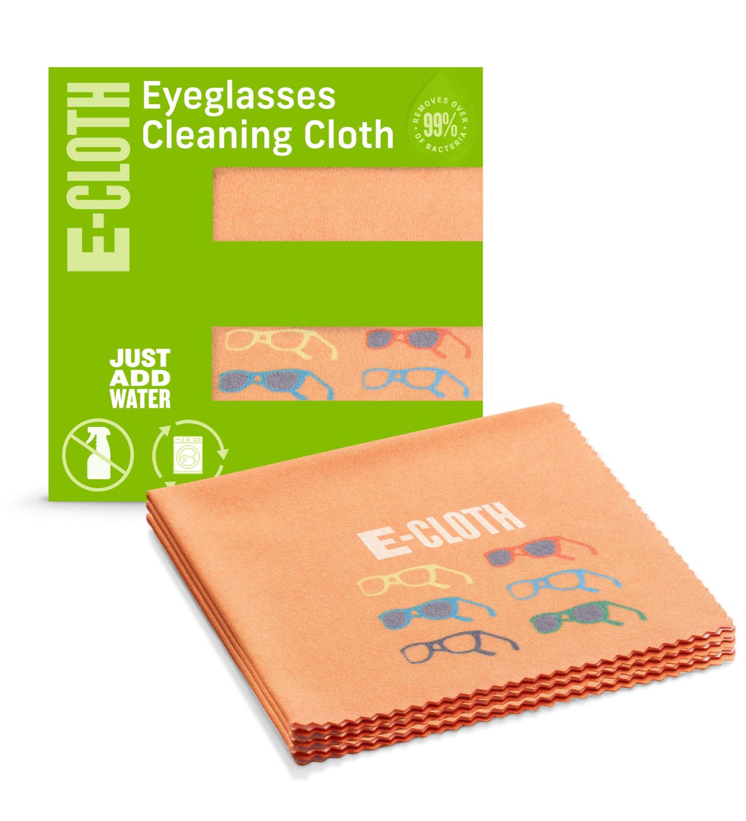 E-Cloth Premium Microfiber Glasses Cleaning Cloth - Ideal for Eyeglasses and Lenses - Washable, Reusable - 100 Wash Guarantee - 3 Pack - Buy Online on GoSupps.com