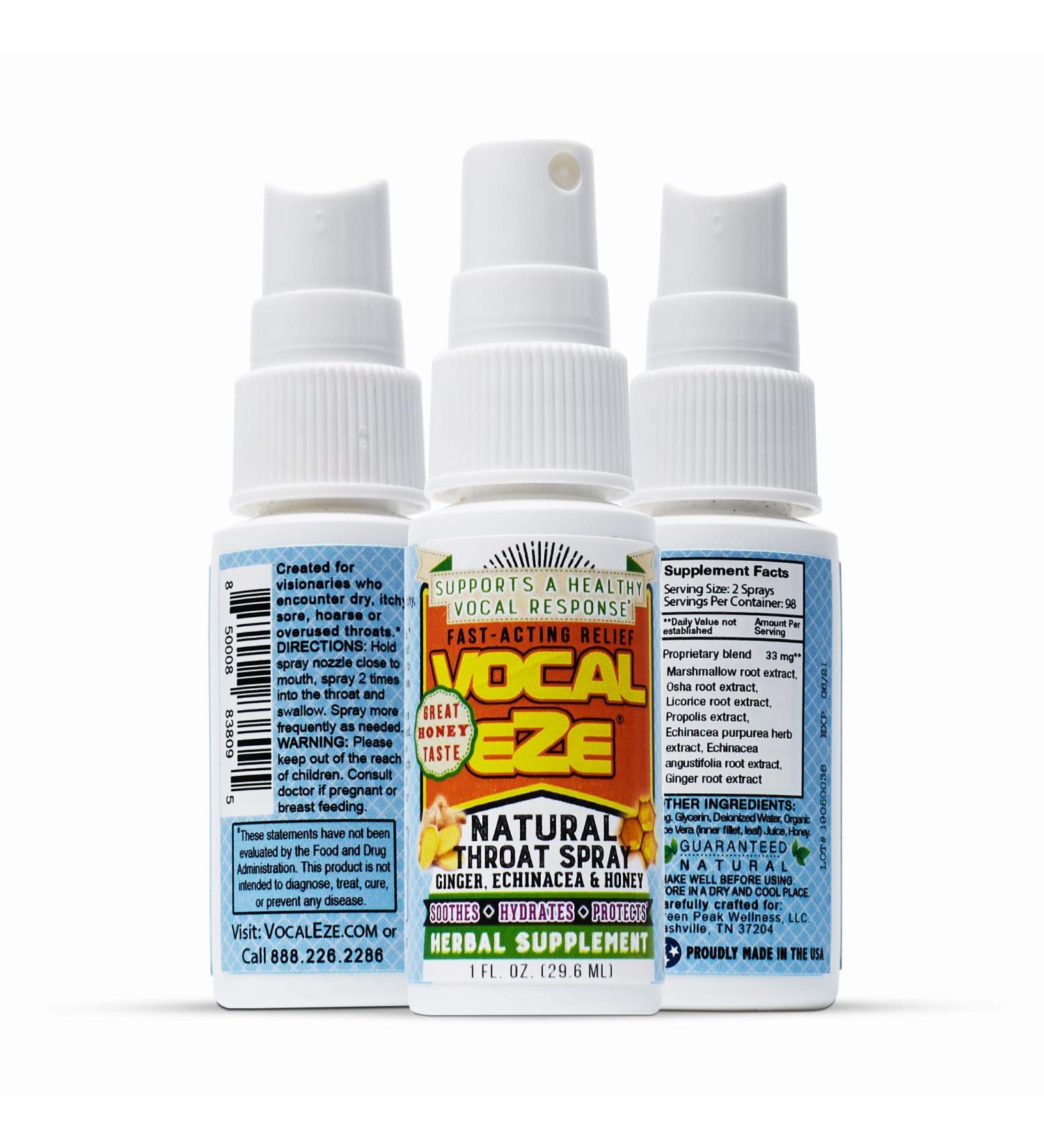 Vocal Eze Throat Spray | Herbal Immune Support for Sore & Dry Throat | All Natural Ingredients - 1 Fl Oz - Buy Online on GoSupps.com