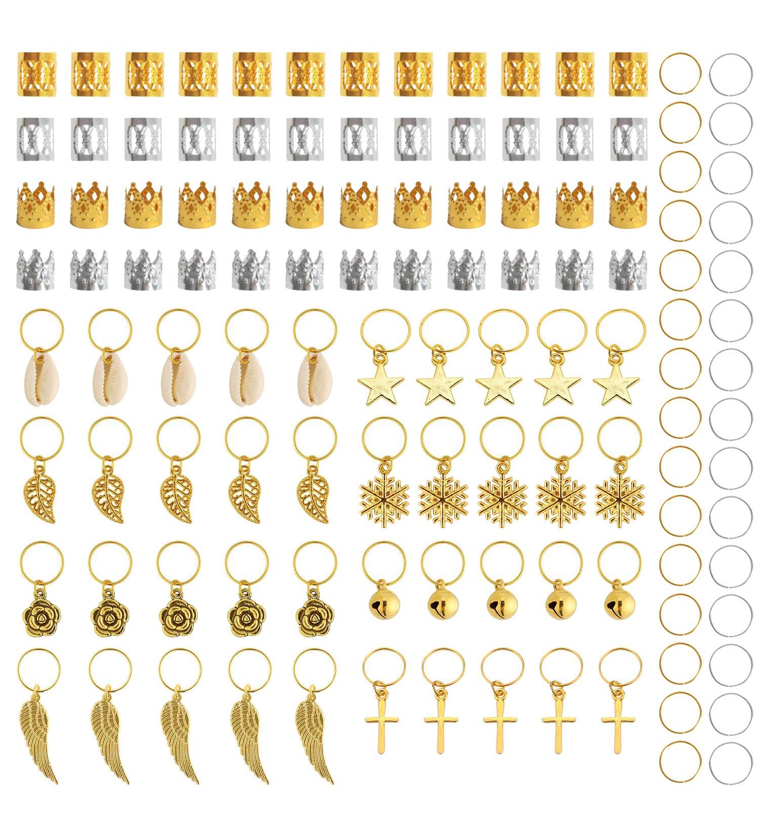 340 Pieces Hair Clip Set - Dreadlocks Beads & Aluminum Hair Jewelry Rings for Braids - Gold & Silver Accessories - Buy Online on GoSupps.com