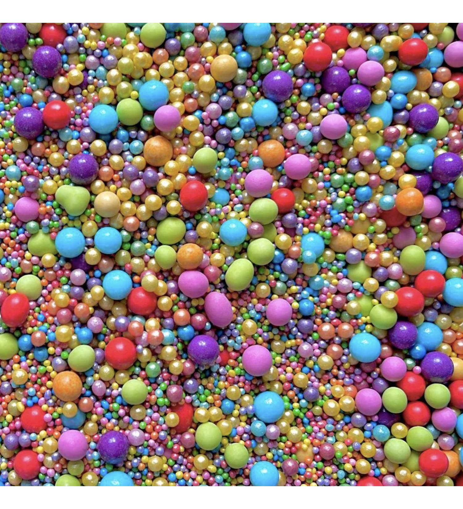 Rainbow pride orange pink yellow blue green 100s & 1000s sprinkles for summer pearls chocolate balls edible cupcake cake toppers biscuits decoration 100s 1000s bright birthday party baking Pi ata