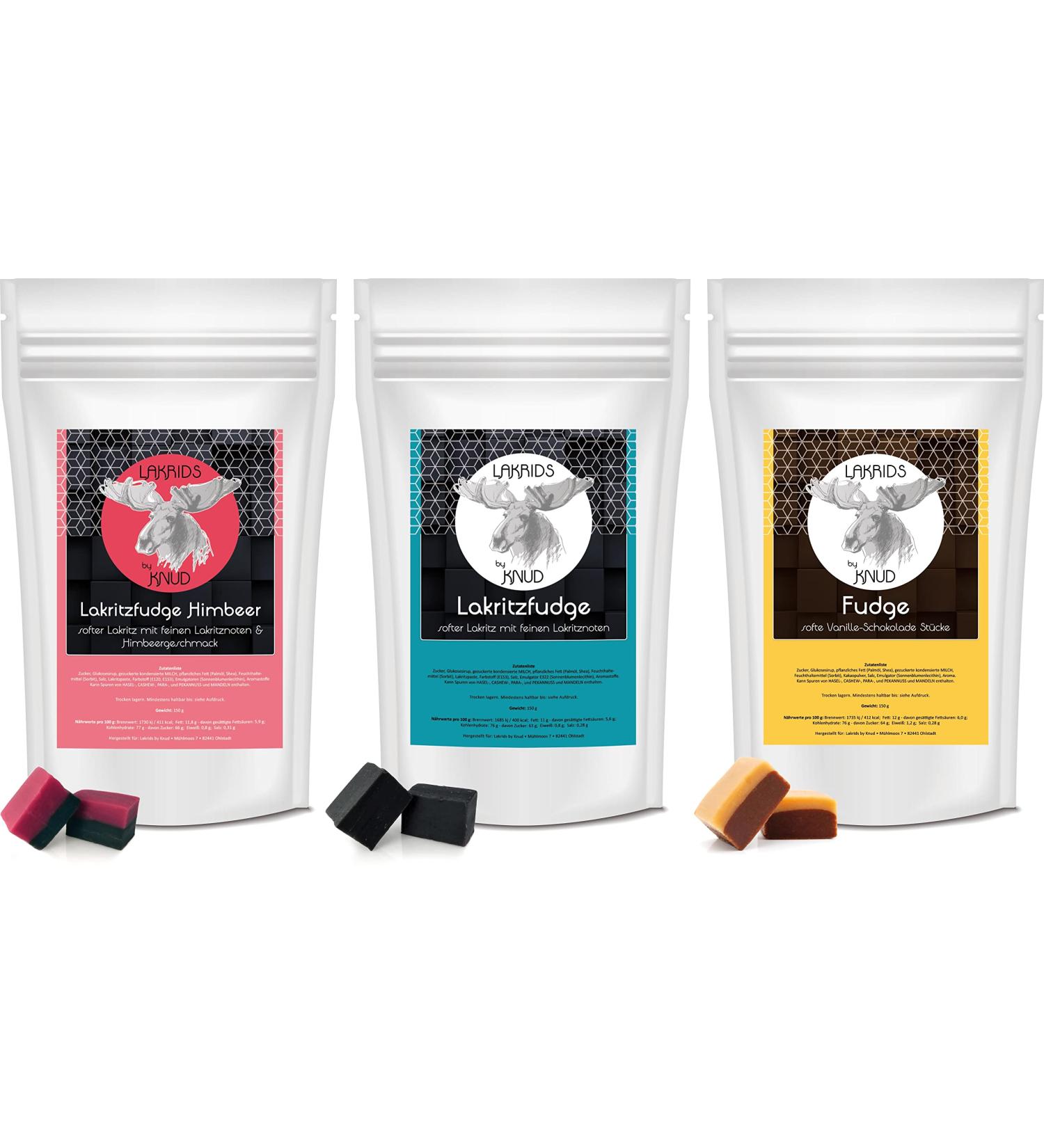 Buy Lakrids Knud 3-Pack Test Set | Gourmet Lakritz Fudge Raspberry & Vanilla Chocolate Fudge - Soft Irresistible Treats for International Shipping - Buy Online on GoSupps.com