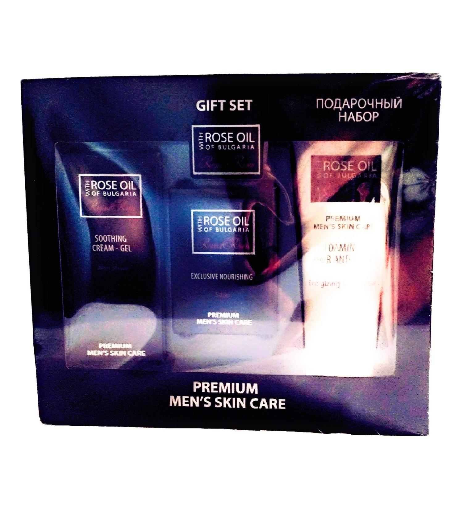 Rose Oil Gift Set for Men - Biofresh Aftershave Cream, Soap and Shower Gel