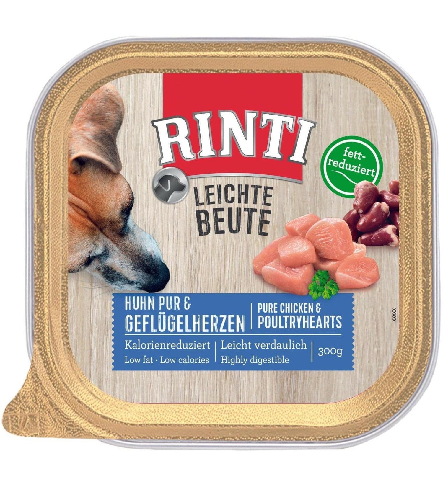 Rinti Light Prey Pure Chicken & Poultry Hearts, Dog Food | 9 x 300 g
