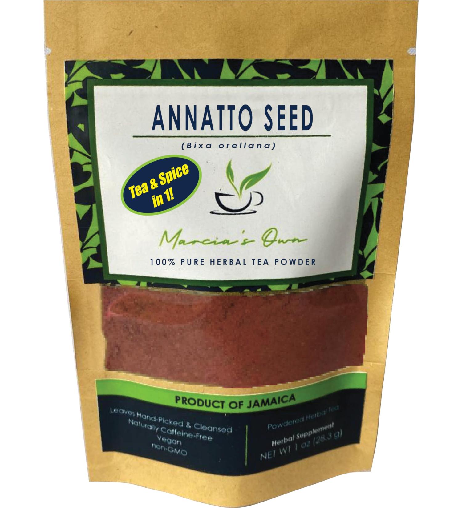 Marcia s Own Marcia's Own Annatto Seed 100% Pure 2-IN-1 Herbal Tea & Spice Powder from Jamaica 1 oz / 28.3 g (40 Servings)