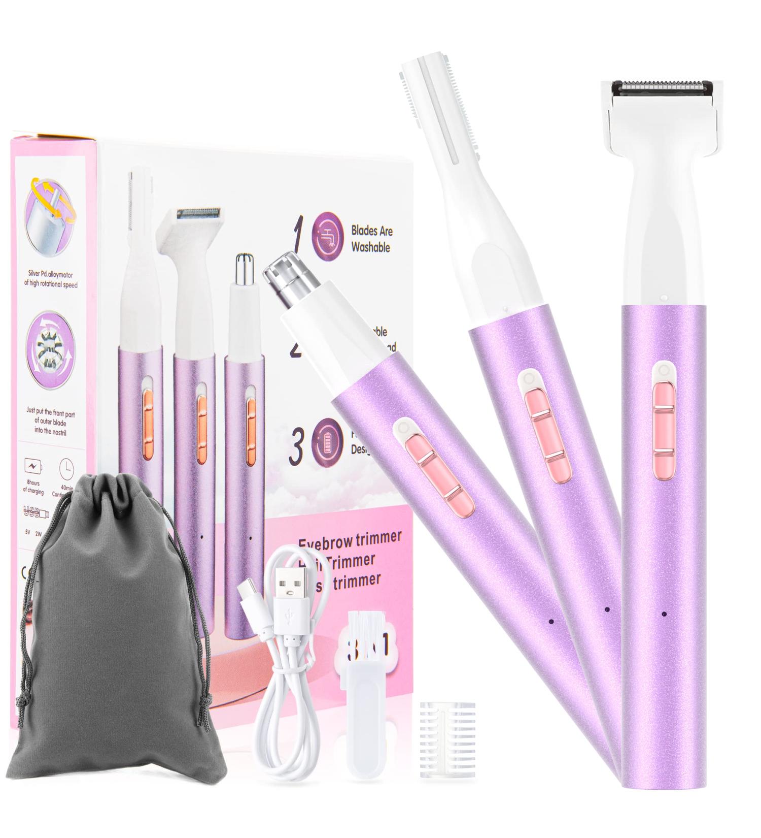 UTOTEBAG 3 in 1 Rechargeable Nose Hair Trimmer for Women - Painless Ear Eyebrow & Body Hair Removal Tool - Buy Online on GoSupps.com