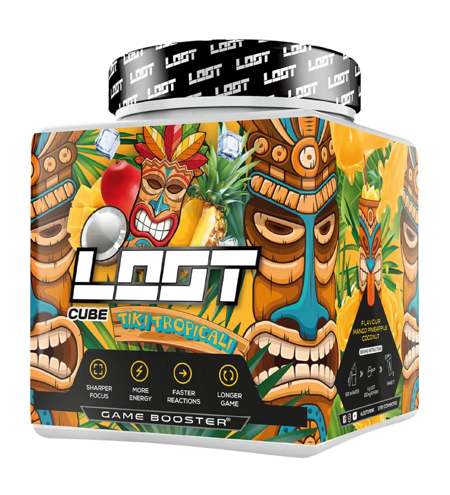 Loot Game Booster - Concentration Endurance & Responsiveness - 50 Servings (400g) | Flow-State Formula with Caffeine & 20 Unique Ingredients - Tiki Tropicali Flavor - Buy Online on GoSupps.com