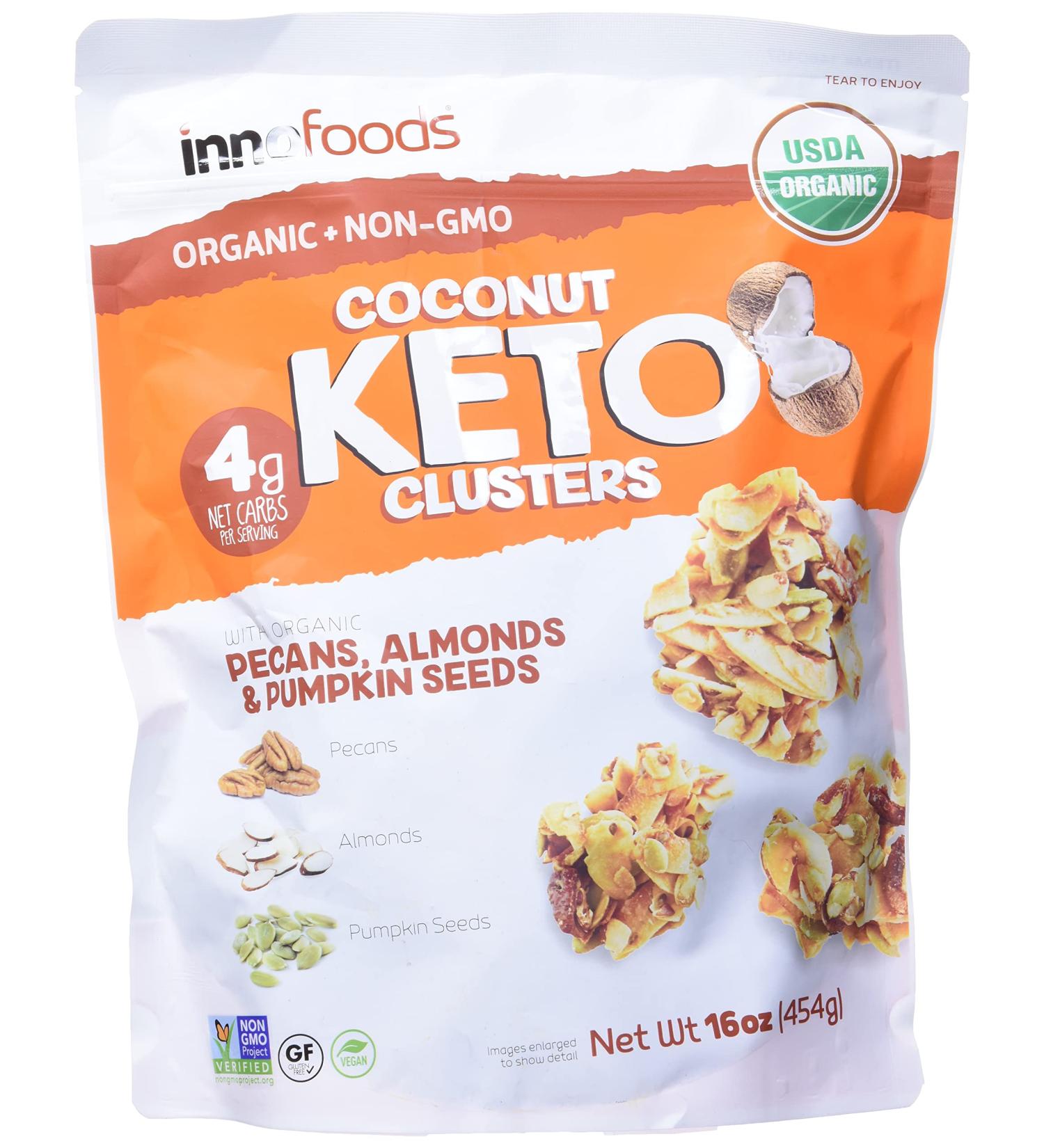 Inno Foods Organic Coconut Keto Cluster - 16oz | Delicious Snack | Gluten-Free, Low Carb, Non-GMO - Buy Online on GoSupps.com