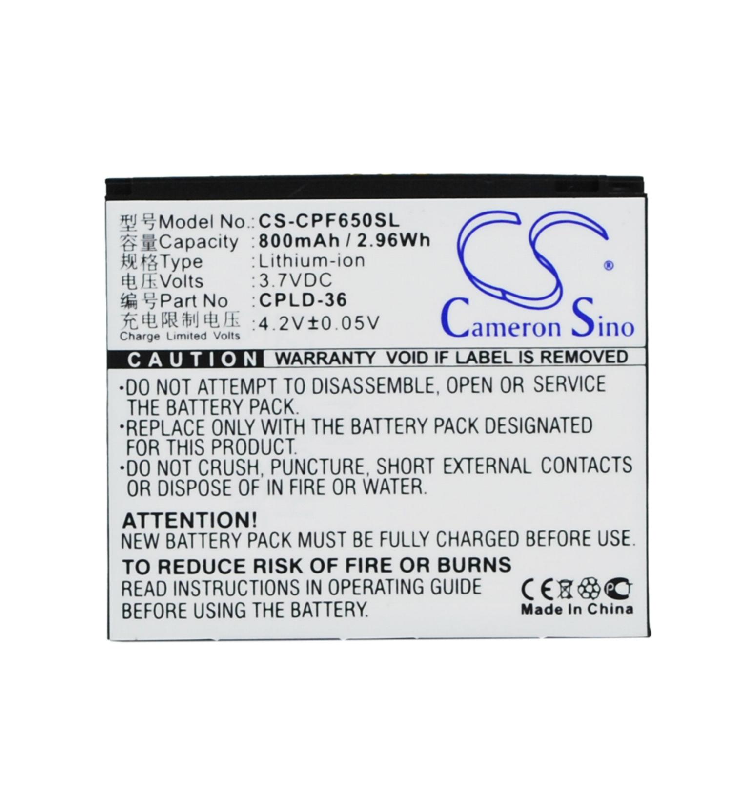 Replacement Battery CPLD-36 for E230 E270 E28 F650 S100 S100A S116 S60 T60 - 3.7V/800mAh | International Shipping Available - Buy Online on GoSupps.com