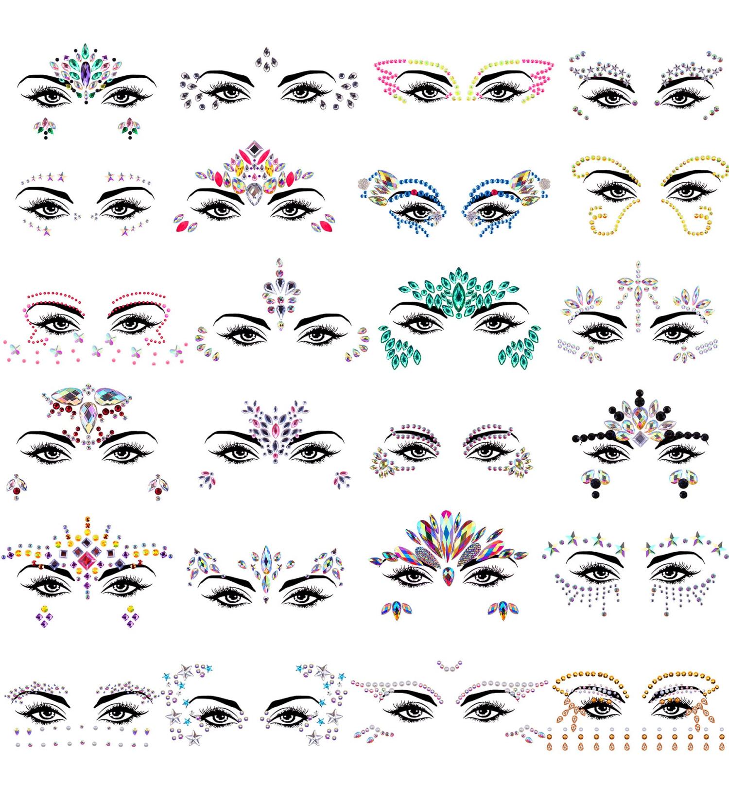 SIQUK 24 Sets Mermaid Face Jewels Stickers for Festival Rave Carnival Party - Buy Online on GoSupps.com