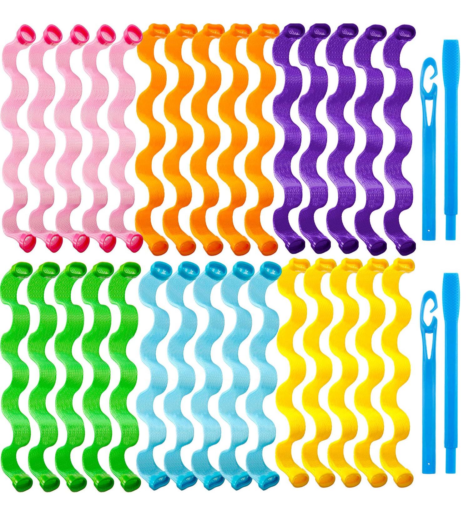 30-Piece No Heat Curly Winder Kit | Heat-Free Spiral Curler for Long Hair | Includes 2 Styling Hooks - Buy Online on GoSupps.com