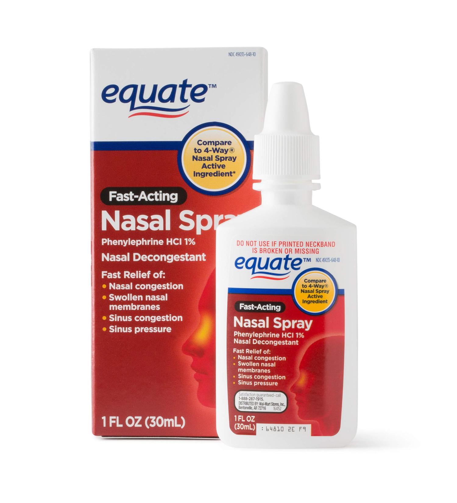 Equate Nasal Spray 1 oz - Phenylephrine Decongestant Spray - Pack of 4 (Compare to 4-Way) - Fast Relief - Buy Online on GoSupps.com
