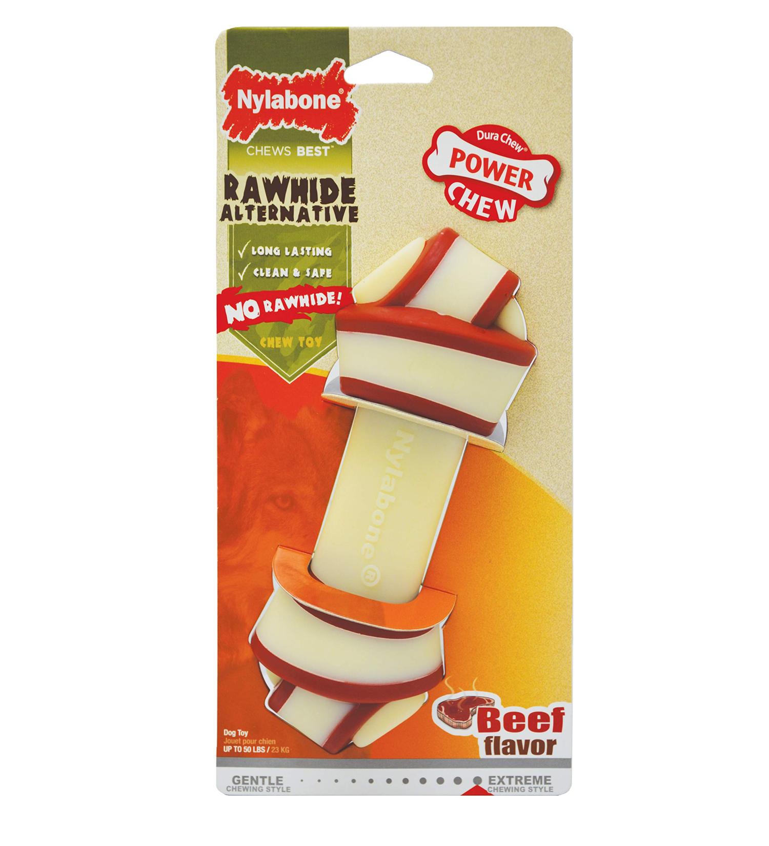 Nylabone Rawhide Alternative Knotted Bone - Beef Flavor for Large Dogs (up to 23 kg) | International Shipping Available - Buy Online on GoSupps.com