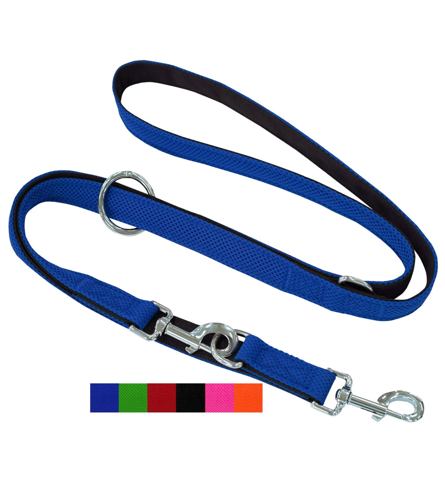 Dey Premium Dog Leash - 2m Air Mesh 3-Way Adjustable for All Dog Sizes Multiple Colors Ideal for Puppies & Cats - Blue XS/S - Buy Online on GoSupps.com