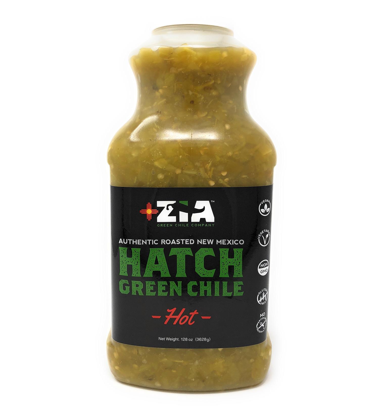 Zia Green Chile Company Flame-Roasted Hatch Green Chile - 128oz (Hot) | Certified Southwestern Peppers for Salsas & Stews - Vegan & Gluten-Free - Buy Online on GoSupps.com