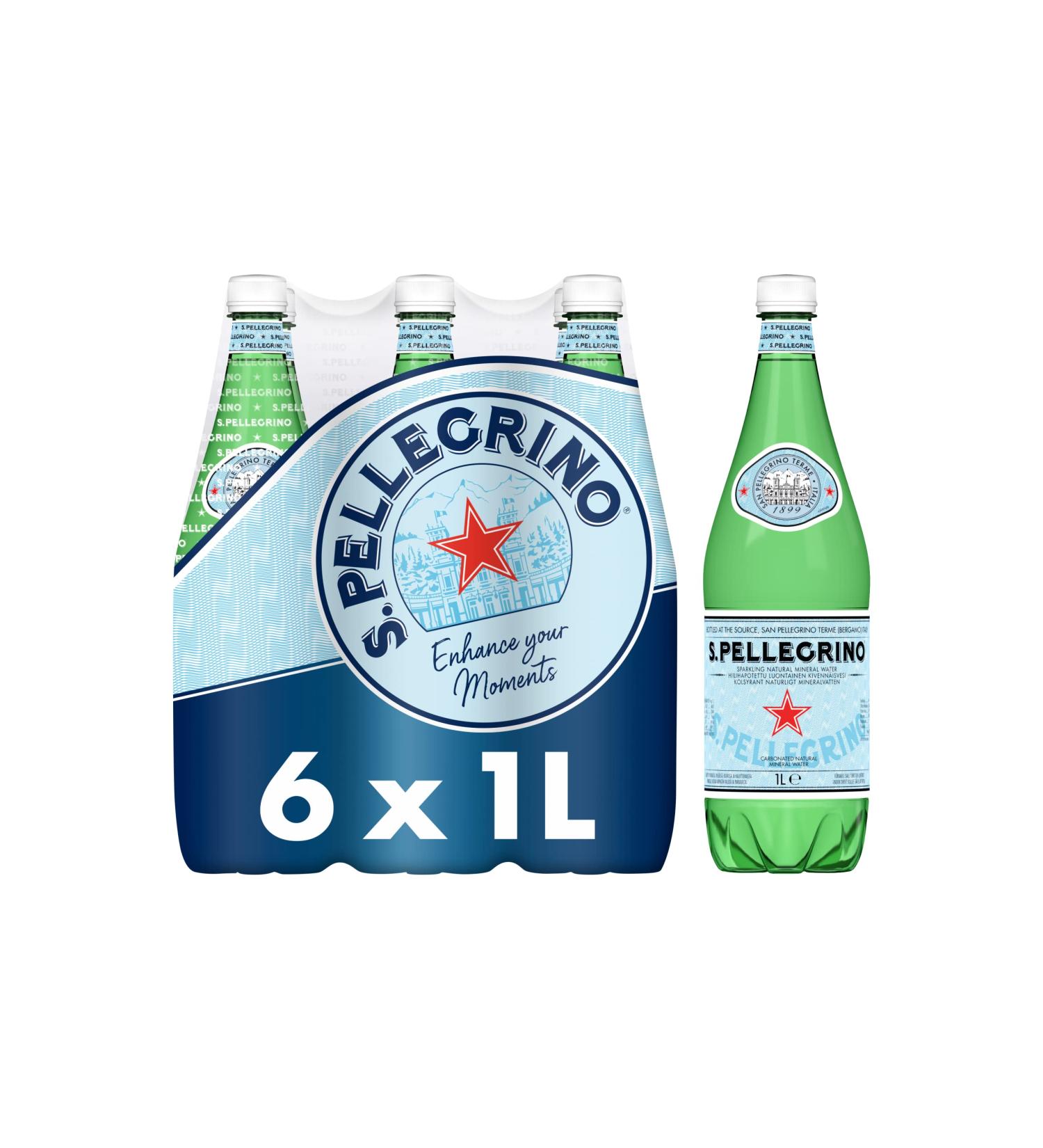 Buy San Pellegrino Sparkling Natural Mineral Water - 6 x 1L | International Shipping Available - Buy Online on GoSupps.com