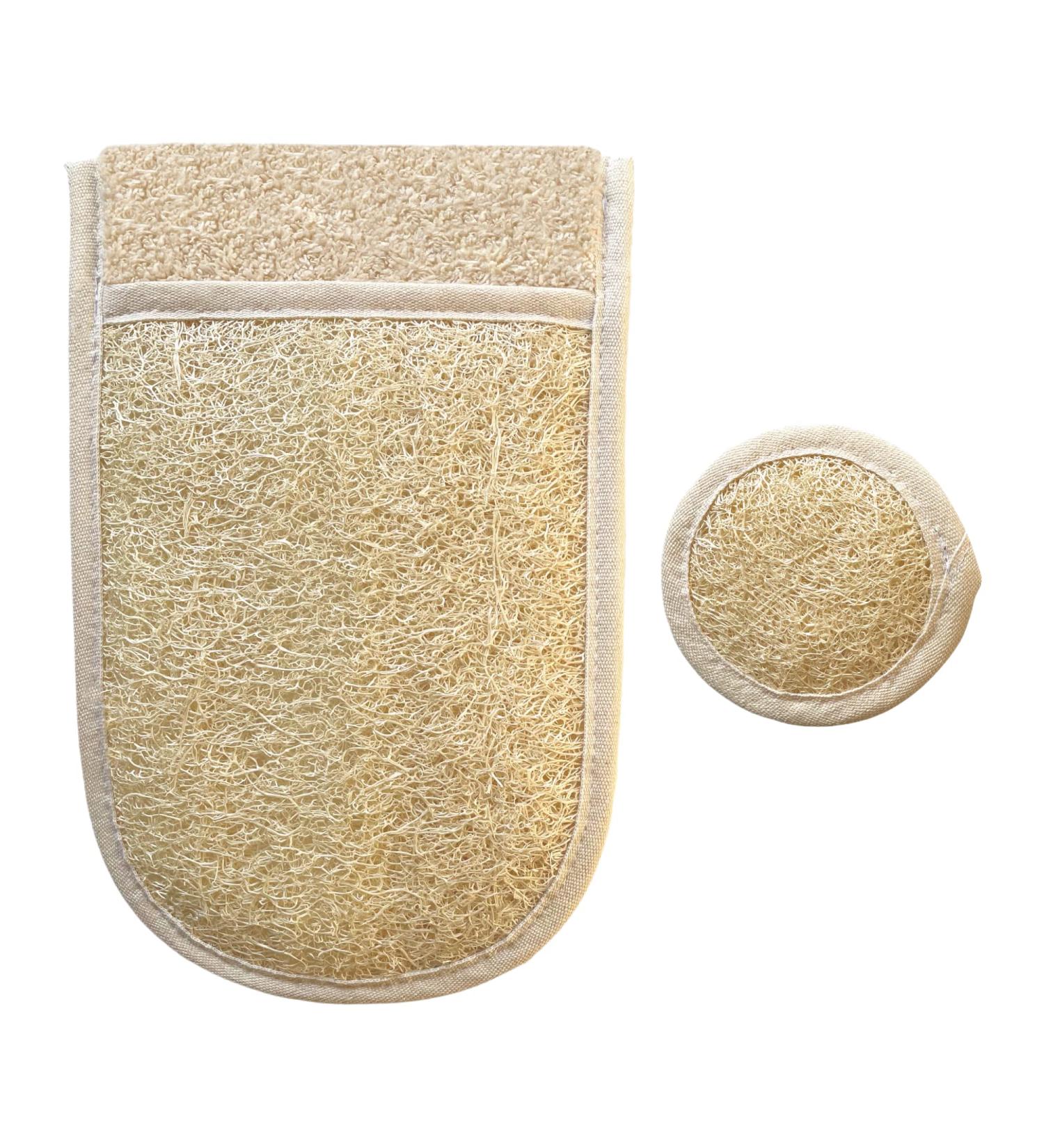 Loofah Exfoliating Body Scrubber & Face Pad Set - Dual Sided for Men and Women - Bath Sponge for Shower - Natural Feel (1 Pack) - Buy Online on GoSupps.com