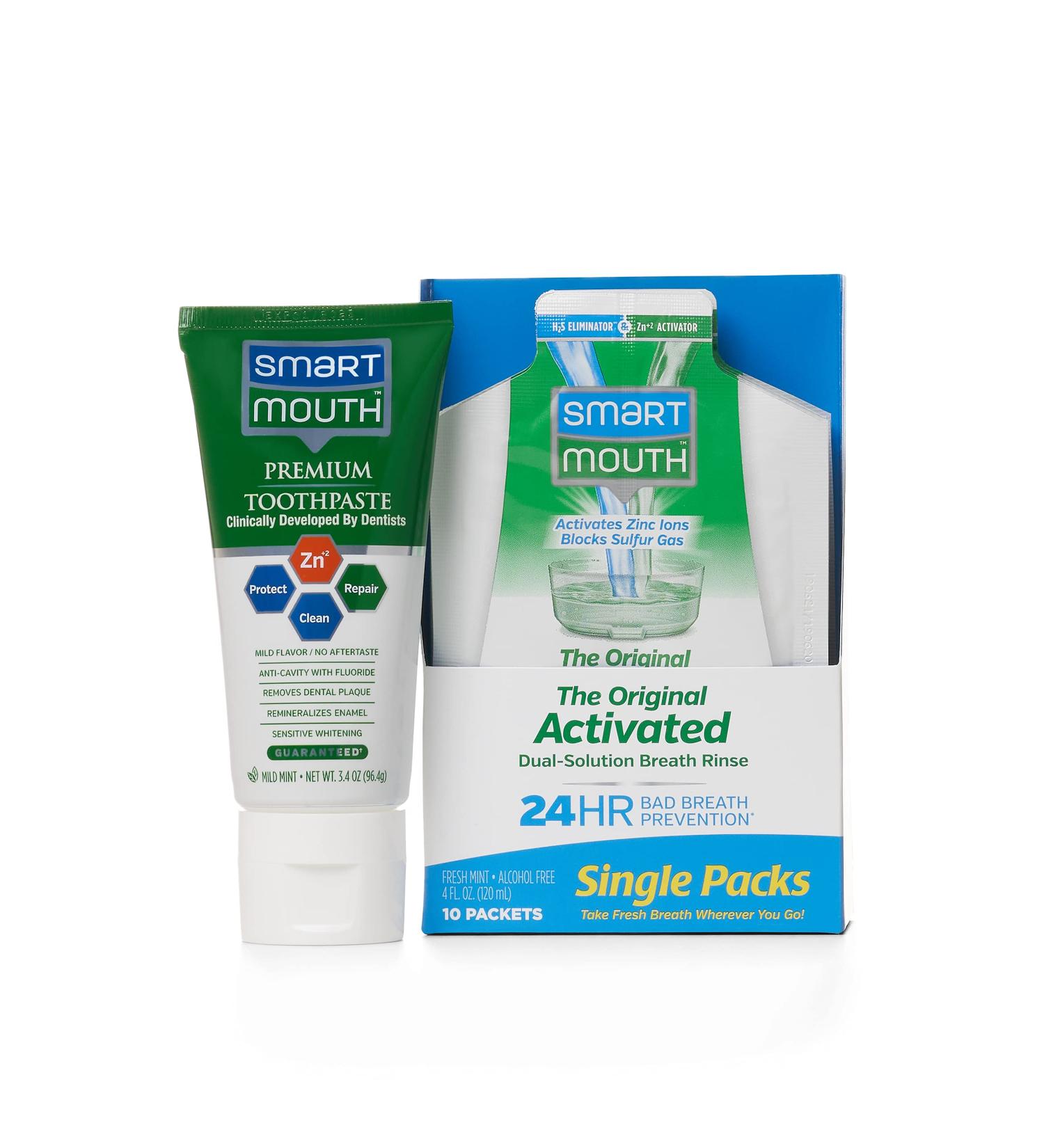SmartMouth Premium Travel Pack: Toothpaste & Mouthwash, Mint - Buy Online on GoSupps.com
