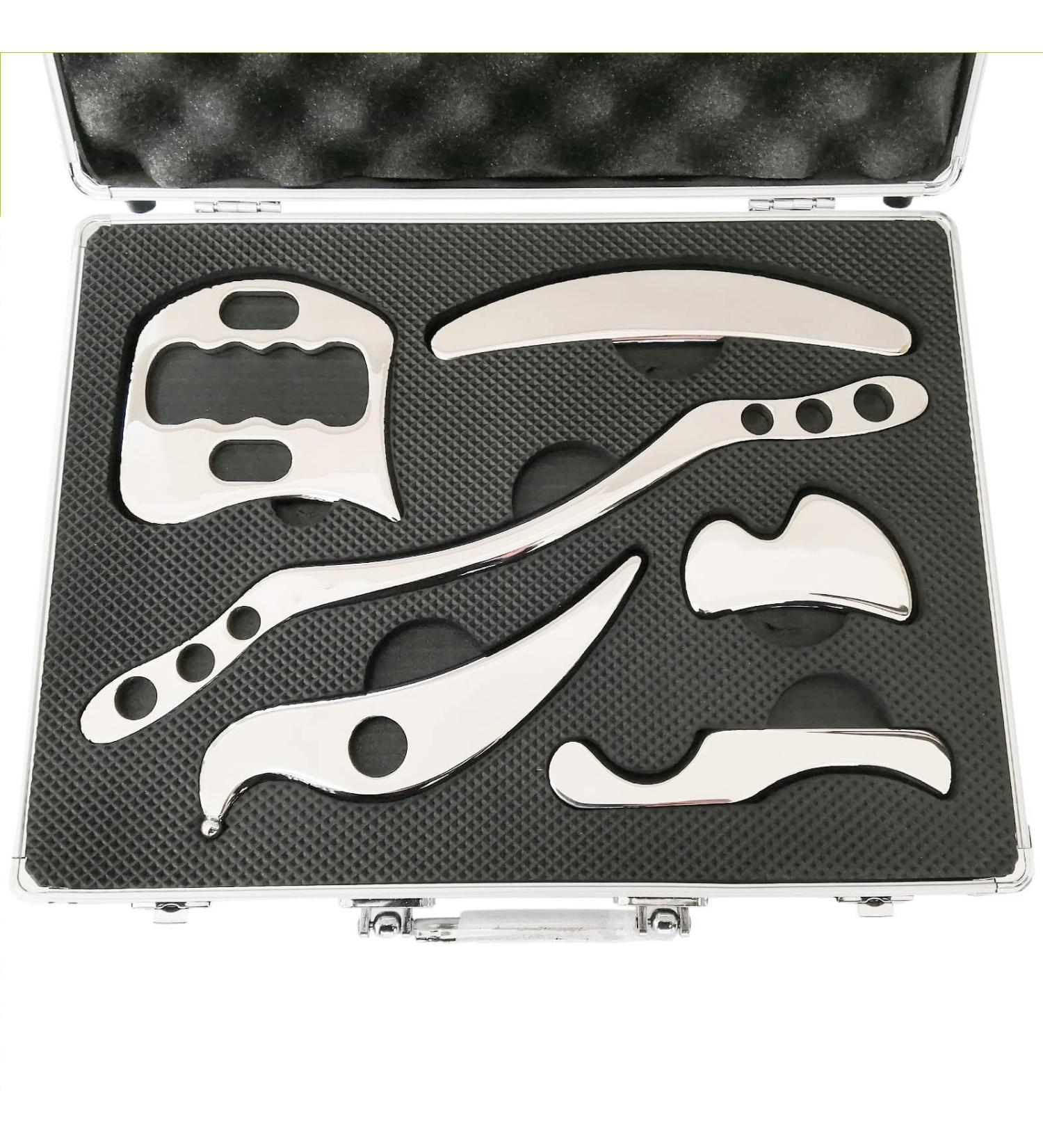 VOOKOKT Stainless Steel Gua Sha Tool Set - 6-Piece IASTM Massage Tools for Soft Tissue Mobilization & Acupuncture - Buy Online on GoSupps.com