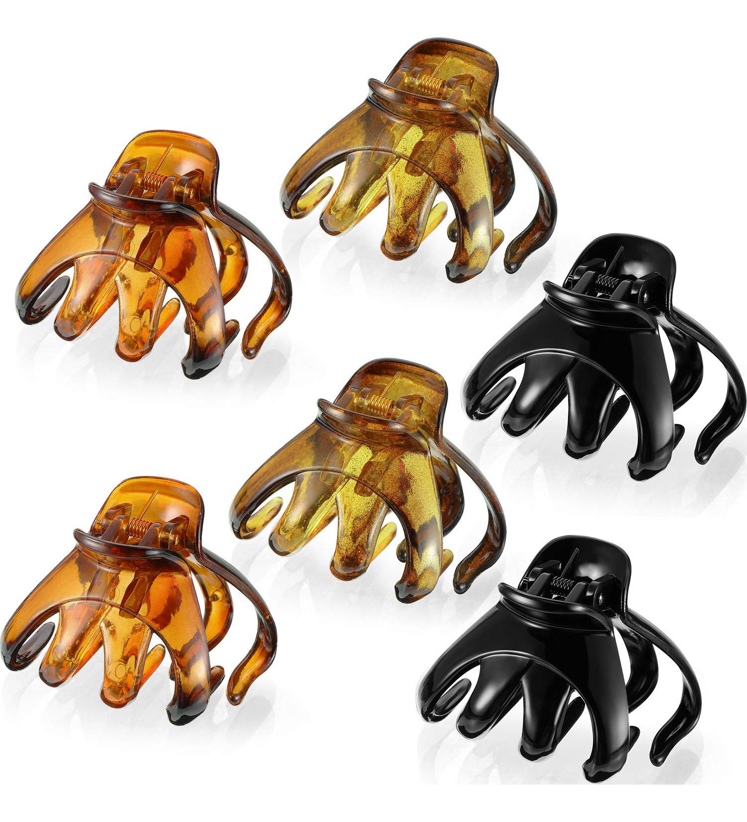 6 Pack No-Slip Octopus Hair Clips | Claw Style in Black, Green, and Tortoise Colors | 2.36 x 1.57 x 1.57 Inches - Buy Online on GoSupps.com