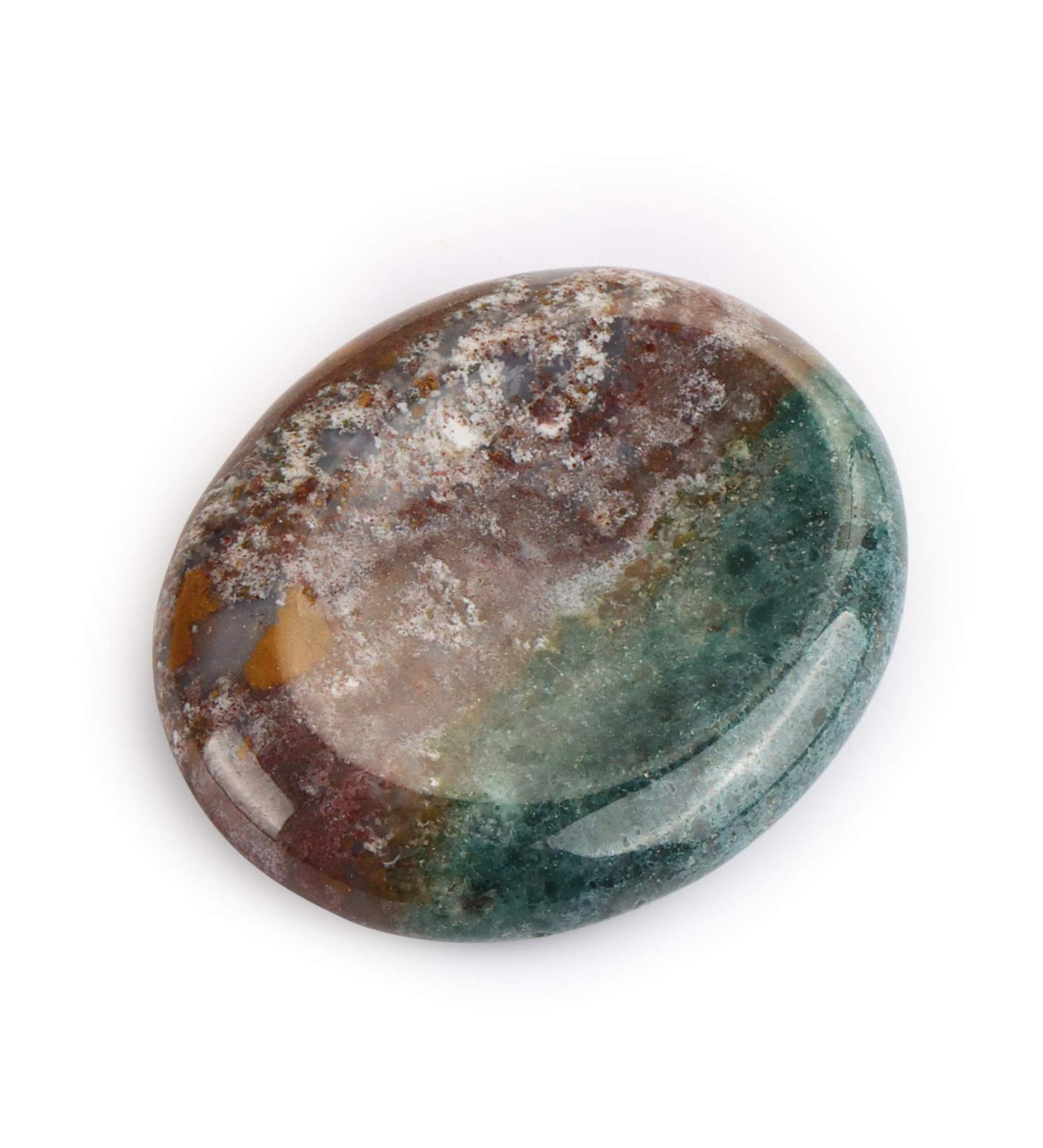Artistone 2.0" Ocean Jasper Crystal Worry Stone Healing Crystal Chakras Polished Smooth Palm Thumb Pocket Gemstones for Anxiety Stress Reiki Crystal Healing & Wellness | Meditation Yoga - Buy Online on GoSupps.com