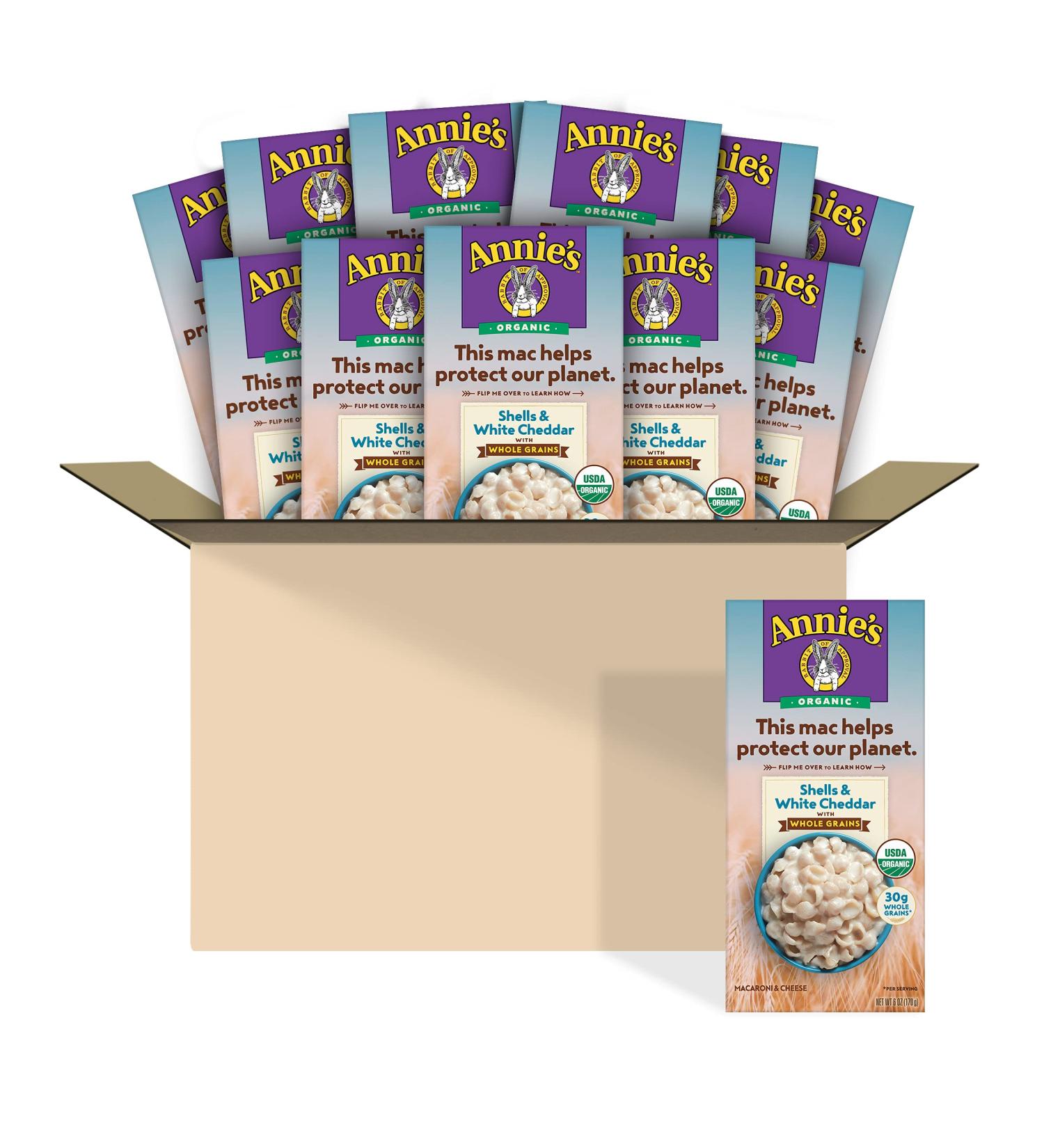 Annie's Organic Whole Wheat Mac and Cheese, 6 oz (Pack of 12) - White Cheddar Shells - Buy Online on GoSupps.com