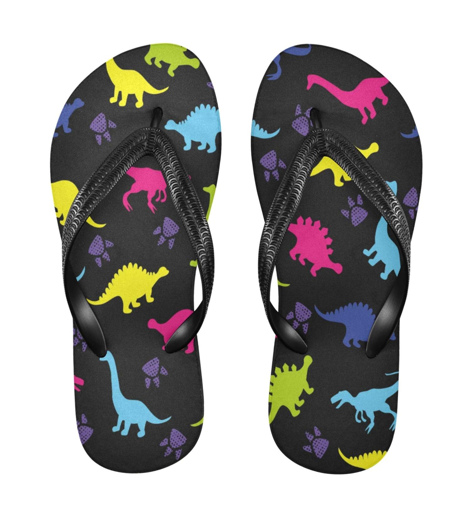 Mnsruu Animal Paw Print Flip Flops - Black | XL Comfort for Home Hotel Spa & Travel - Unisex Footwear - Buy Online on GoSupps.com