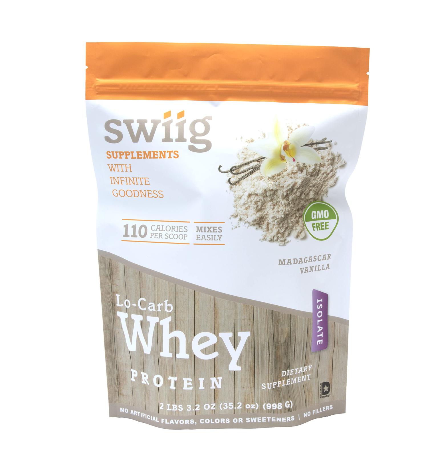Buy swiig Lo-Carb Whey Protein Powder - Madagascar Vanilla Isolate 2.2 lb No Artificial Additives International Shipping Available - Buy Online on GoSupps.com