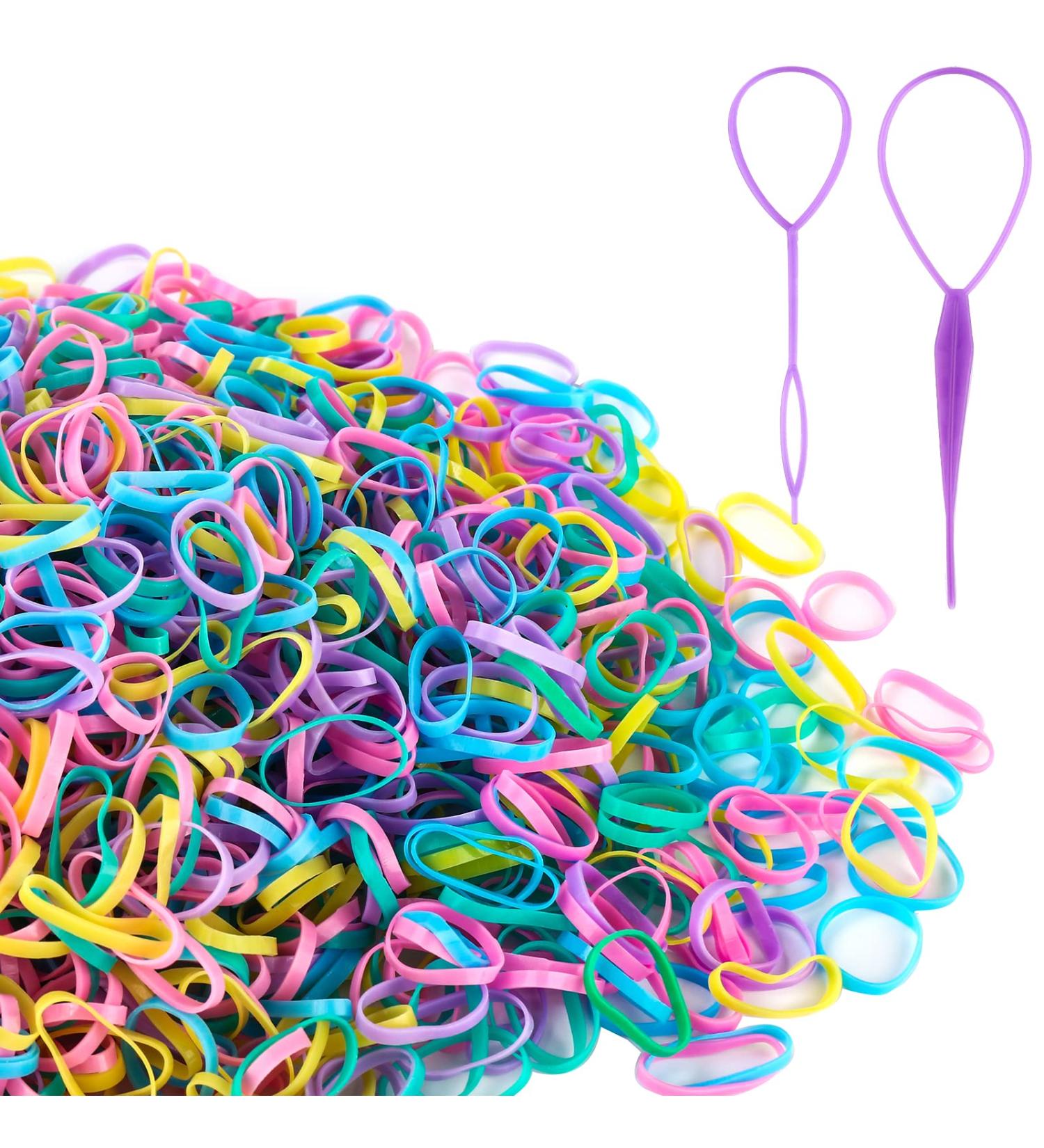 2000 PCS Mini Rubber Bands for Hair with Colorful Elastics - Kids & Baby Hair Ties Set with Topsy Tail Tools | YLYL Multicolor - Buy Online on GoSupps.com