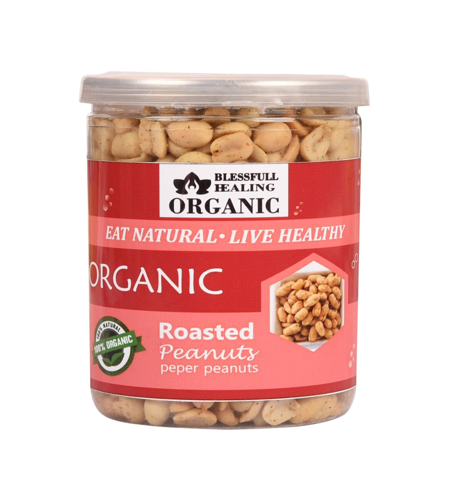 Blessfull Healing Organic Natural Vegan Pepper Roasted Peanuts Crunchy Healthy Snacks 250 Gram - Buy Online on GoSupps.com