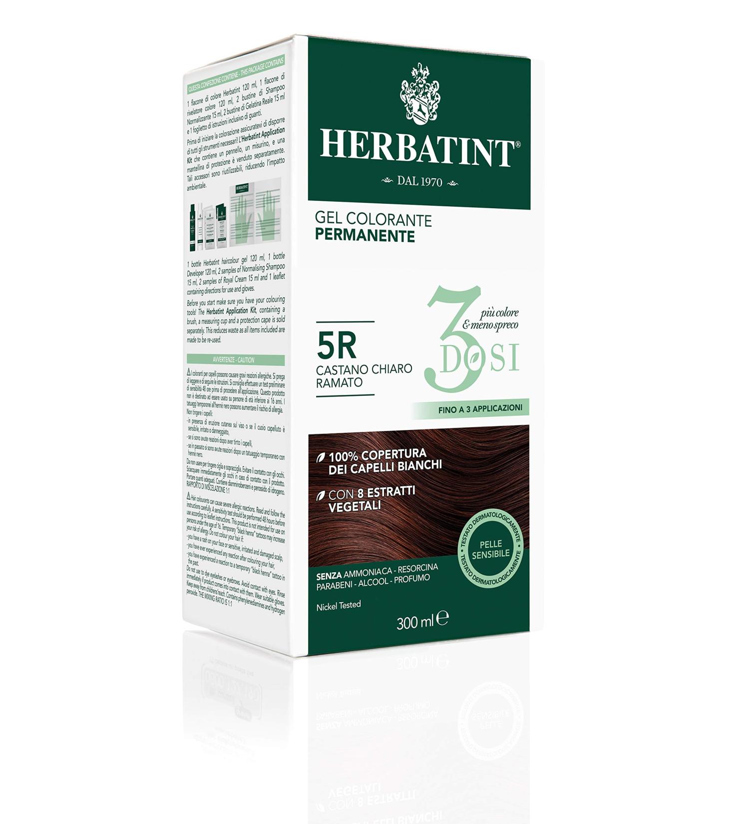  Herbatint Herbatint 3Dosi Permanent Colour Gel 300 ml - 5R Light Copper Brown Ammonia-Free for Sensitive Skin 100% White Hair Coverage with 8 Organic Natural Extracts - Buy Online on GoSupps.com