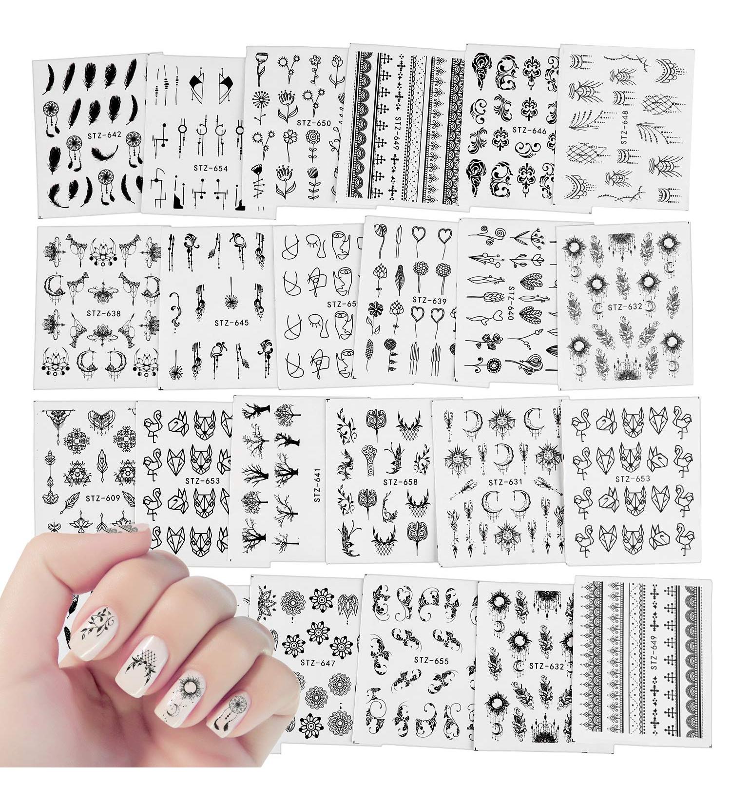 24 Sheets Dream Catcher Nail Stickers Decals MWOOT Nail Art Water Transfer Sticker with Flowers Feather Butterfly Animal for DIY Nail Tips Decoration - Buy Online on GoSupps.com