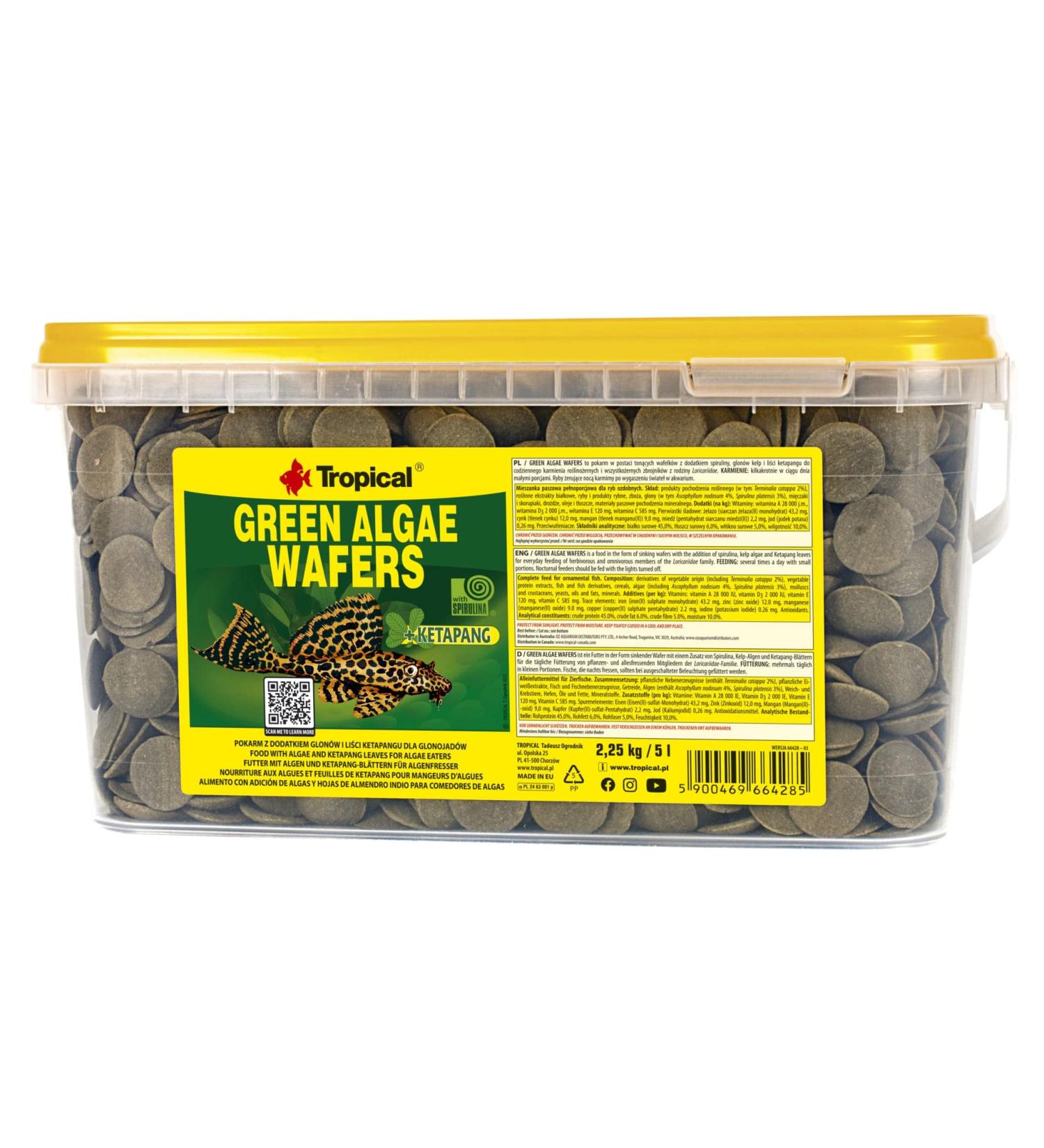Green Algae WAFERS 5L / 2.25kg - Food with spirulina algae and ketapang leaves for bottom eaters - Buy Online on GoSupps.com